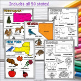 50 States Research Posters, Coloring Pages - US States Research Project
