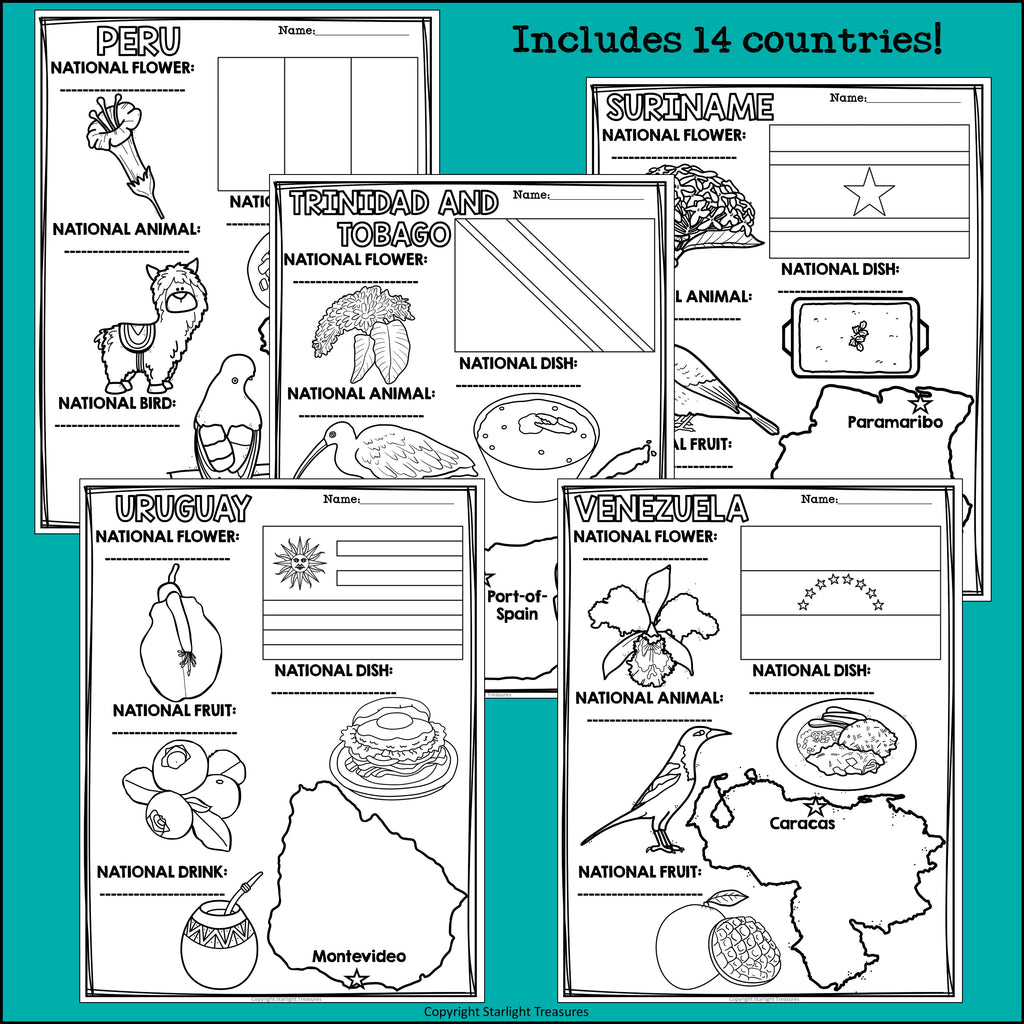 South America Countries Research Posters -  South American Country Posters