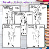 US Presidents Research Posters, Coloring Pages - Biography Research Project