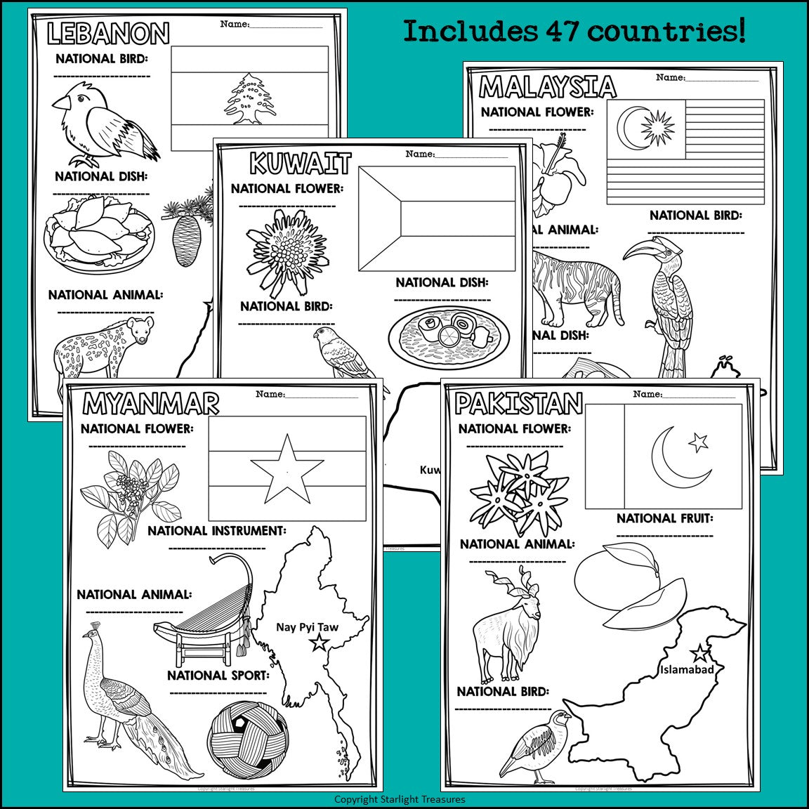 Asia and Middle East Countries Research Posters - Country Research Project