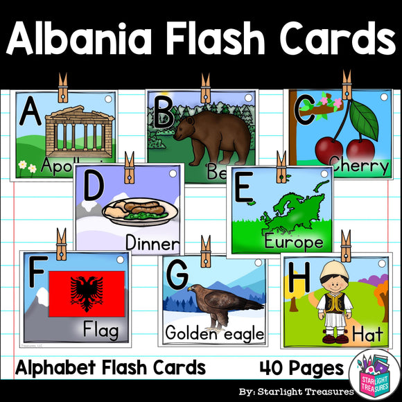 Alphabet Flash Cards for Early Readers - Country of Albania