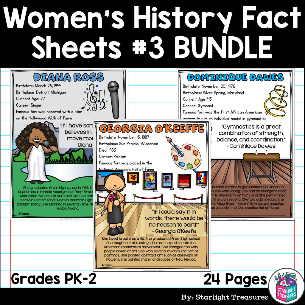 Women's History Month Fact Sheets for Early Readers #3