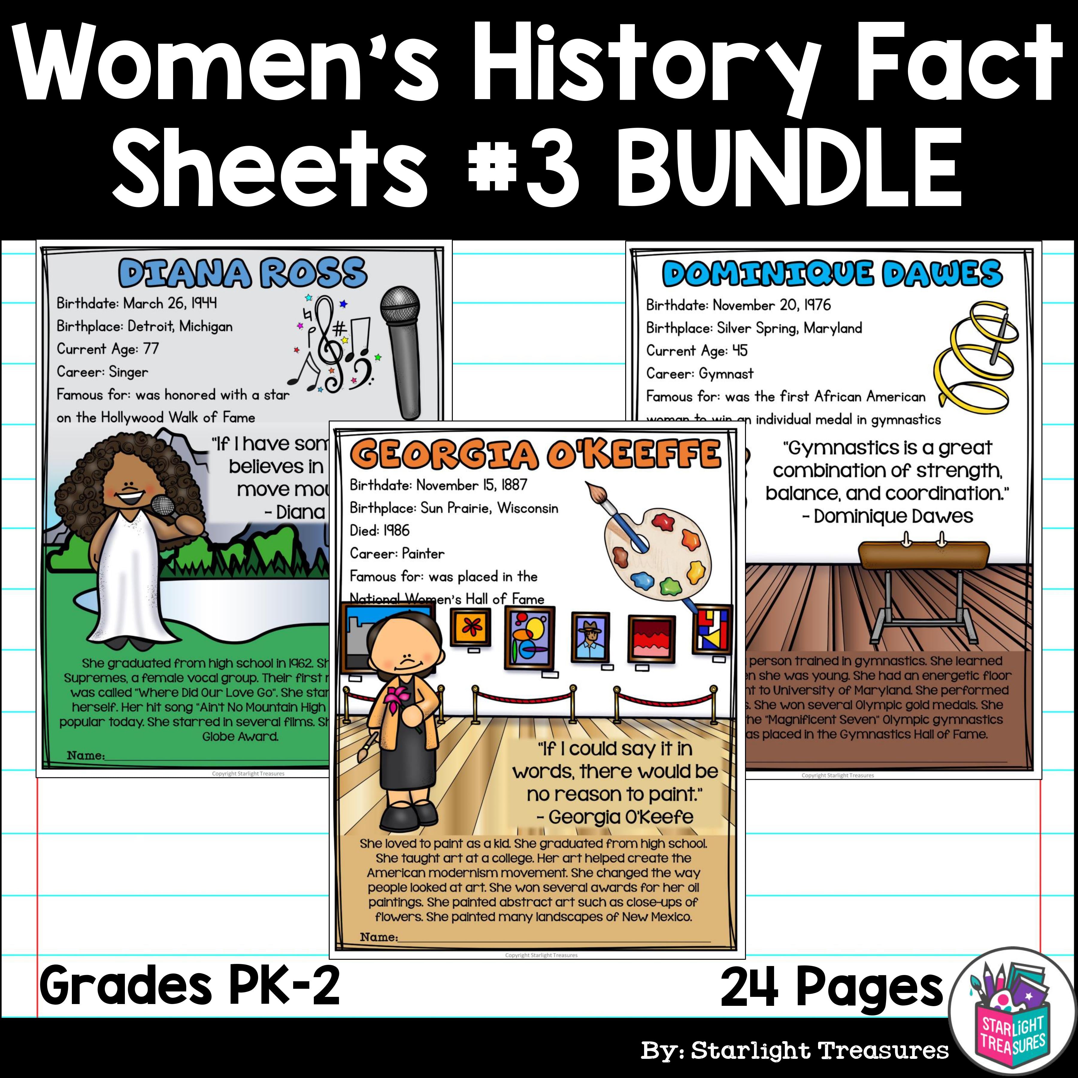 Women's History Month Fact Sheets for Early Readers #3