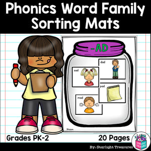 Word Family Sorting Mats for Early Readers - Phonics FREEBIE