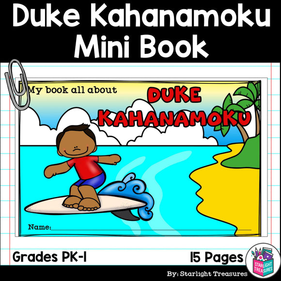 Duke Kahanamo Mini Book for Early Readers: Asian/Pacific Islander Heritage Month