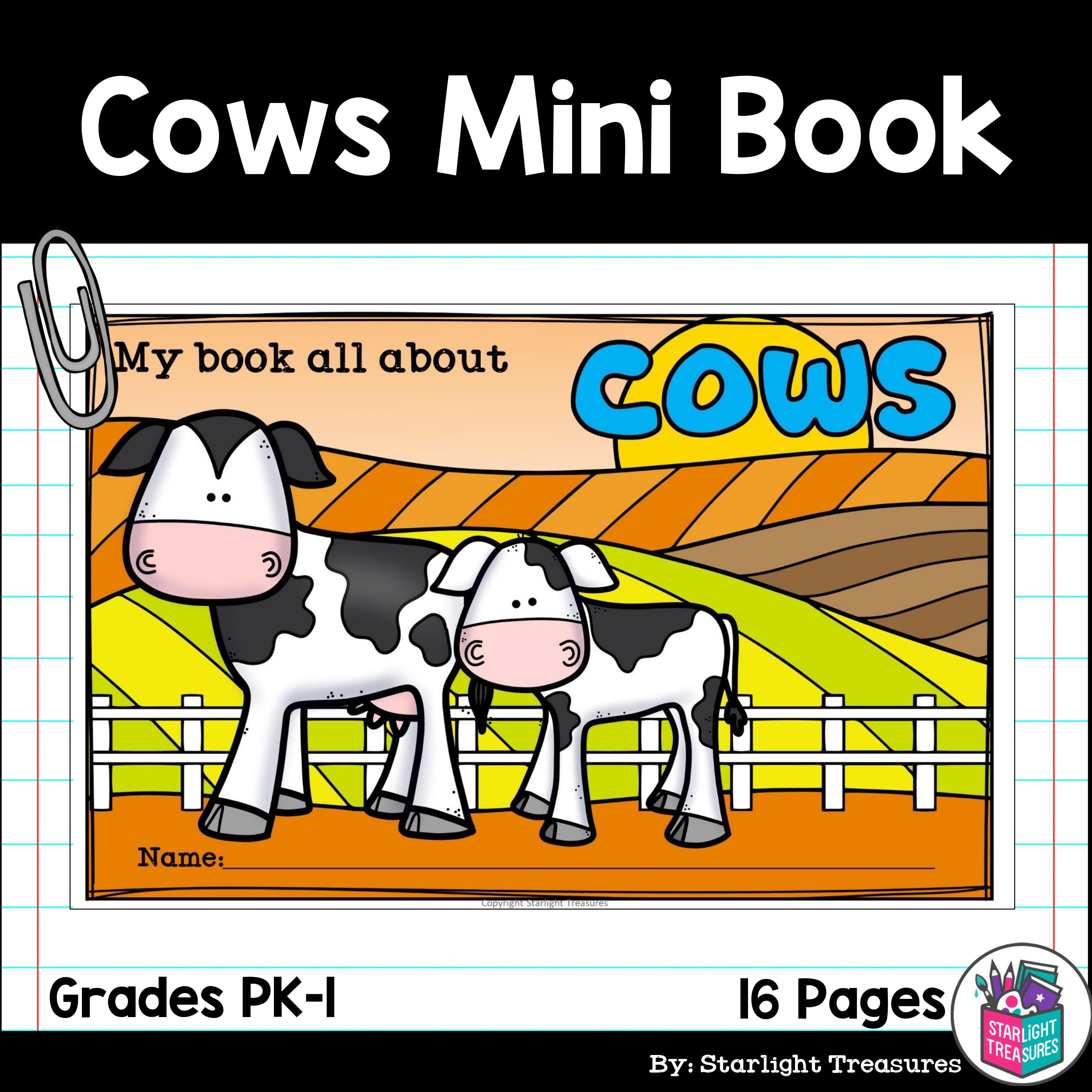Cows Mini Book for Early Readers - Animal Study