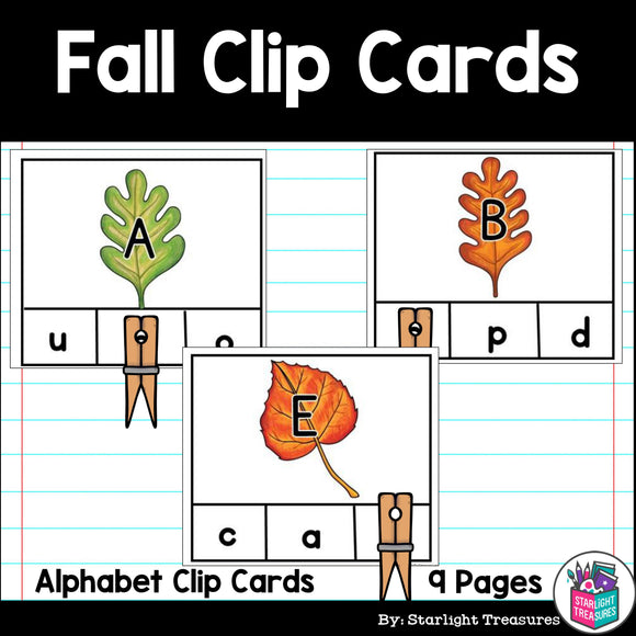 Fall Alphabet Clip Cards for Early Readers - Alphabet Clip Cards FREEBIE