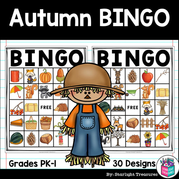 Fall Bingo Cards for Early Readers - Autumn Bingo FREEBIE