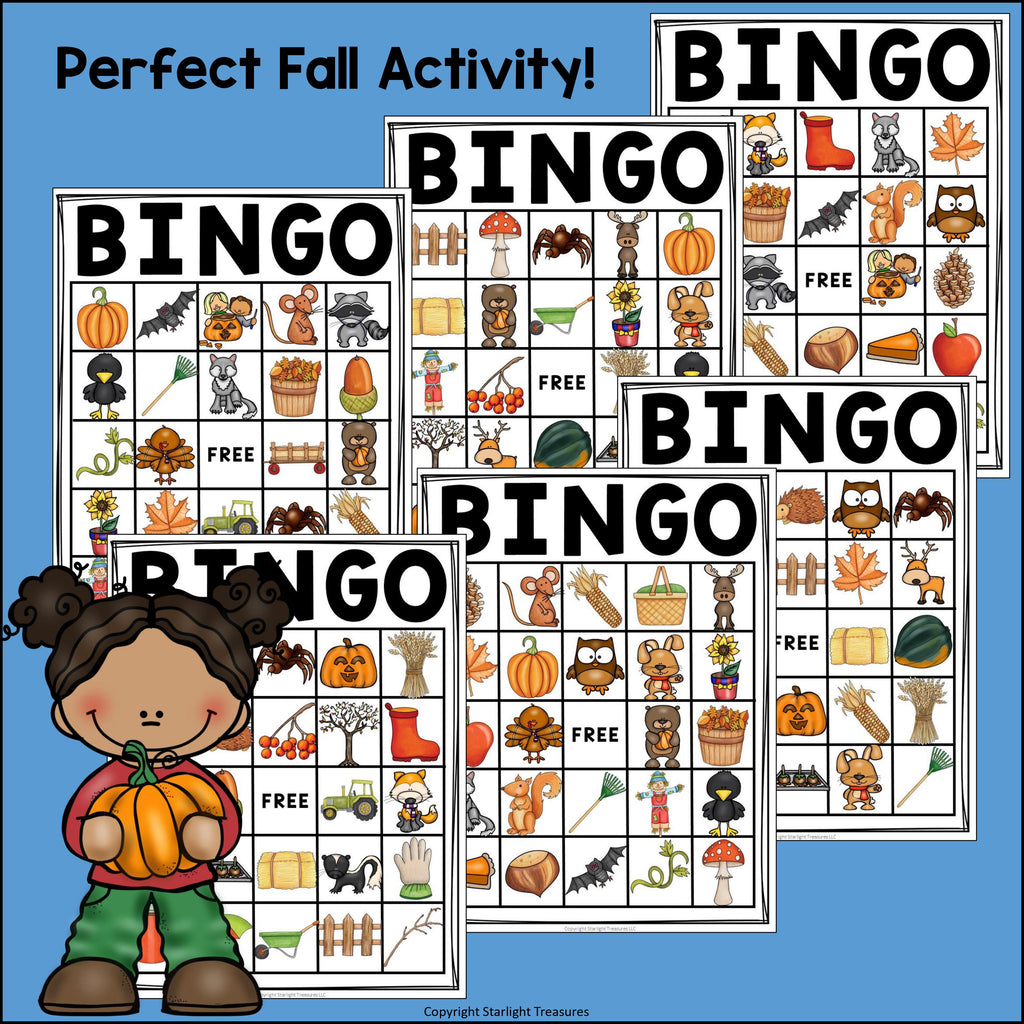 Fall Bingo Cards for Early Readers - Autumn Bingo FREEBIE