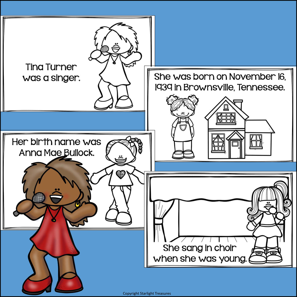 Tina Turner Mini Book for Early Readers: Women's History Month
