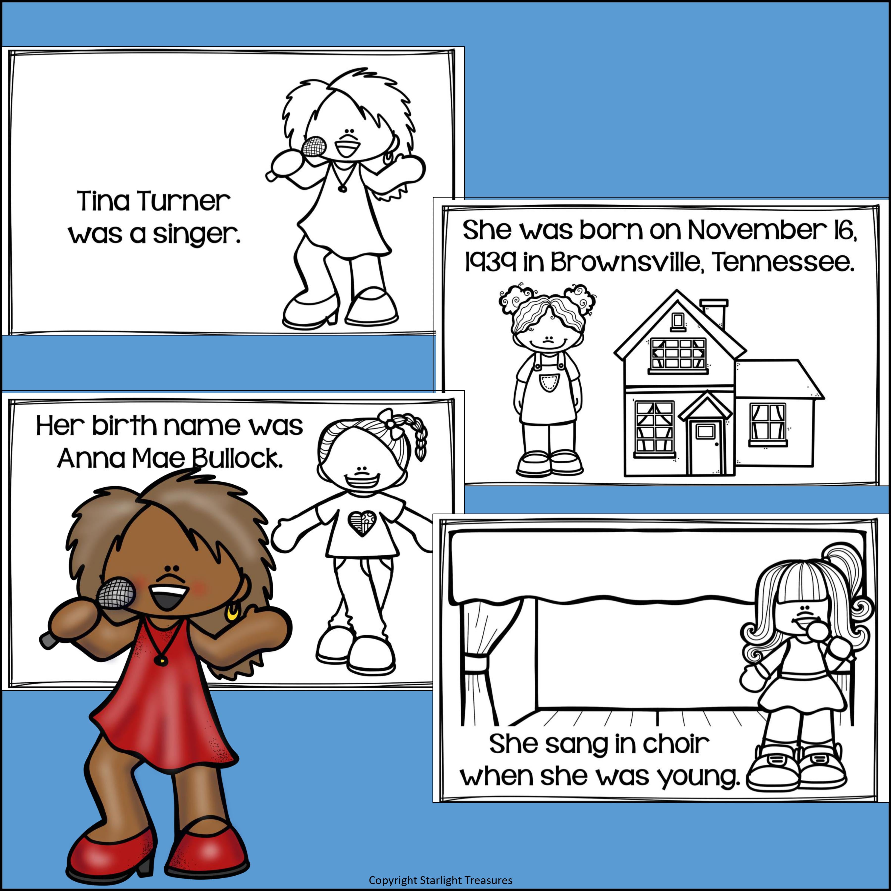 Tina Turner Mini Book for Early Readers: Women's History Month