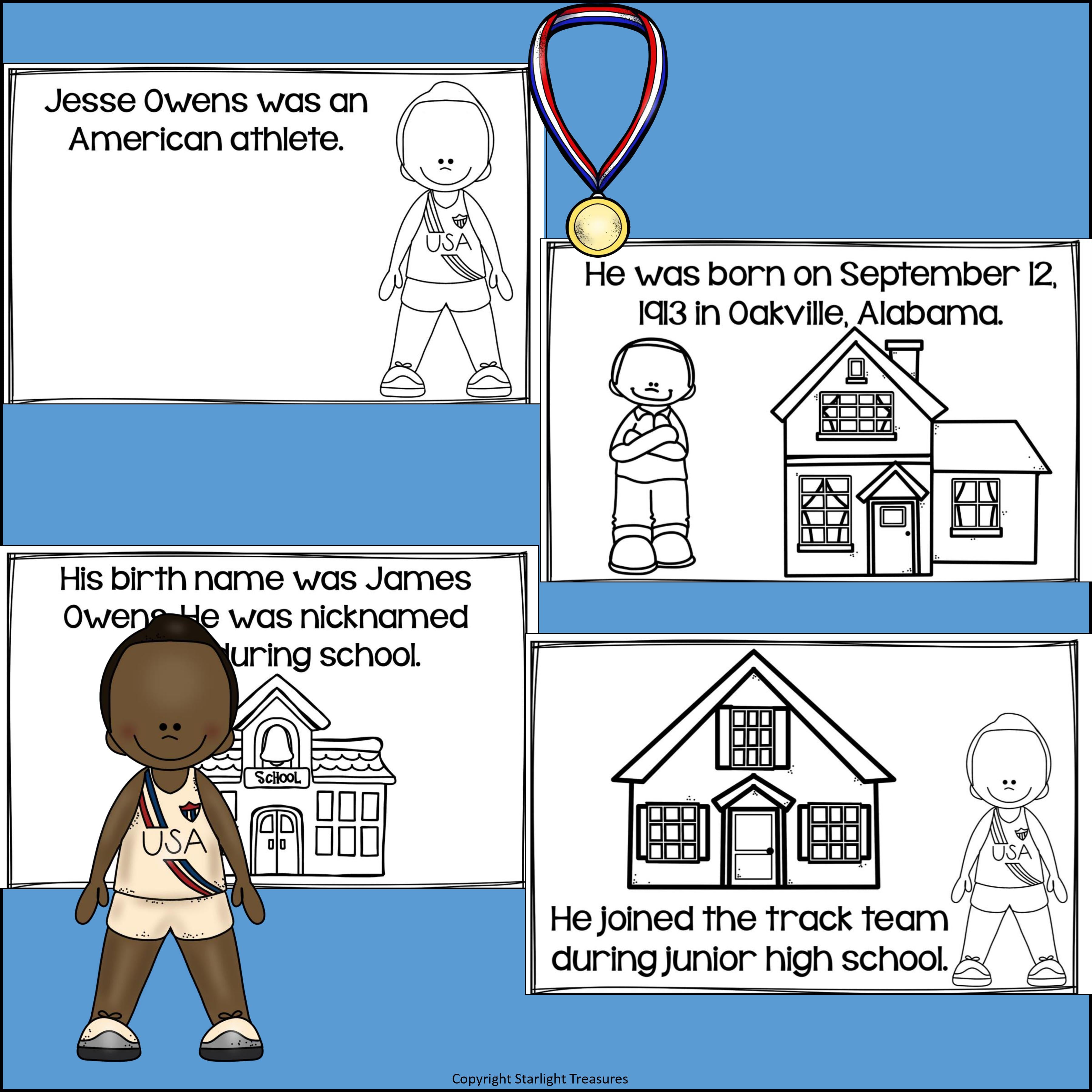 Jesse Owens Mini Book for Early Readers: Black History Month