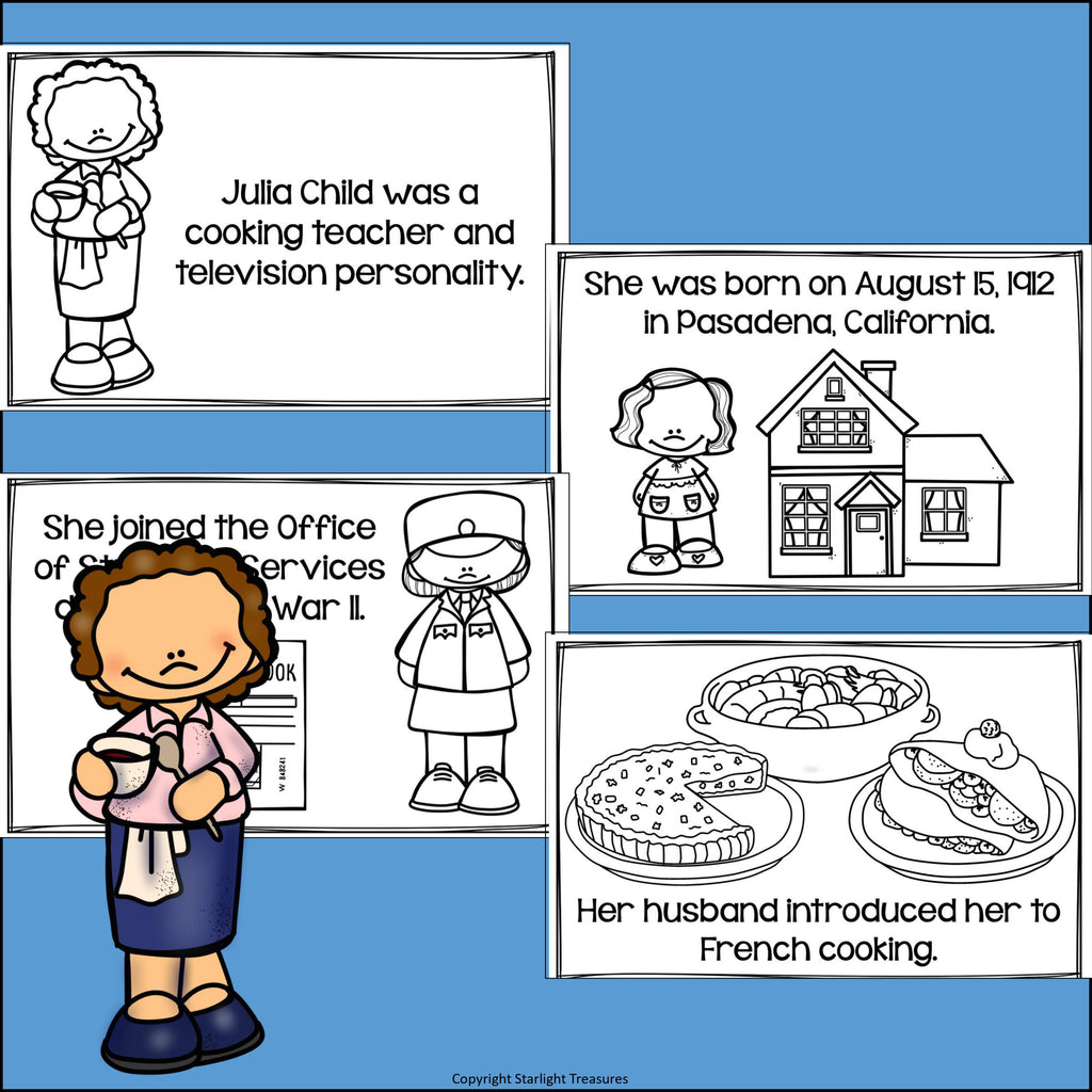 Julia Child Mini Book for Early Readers: Women's History Month