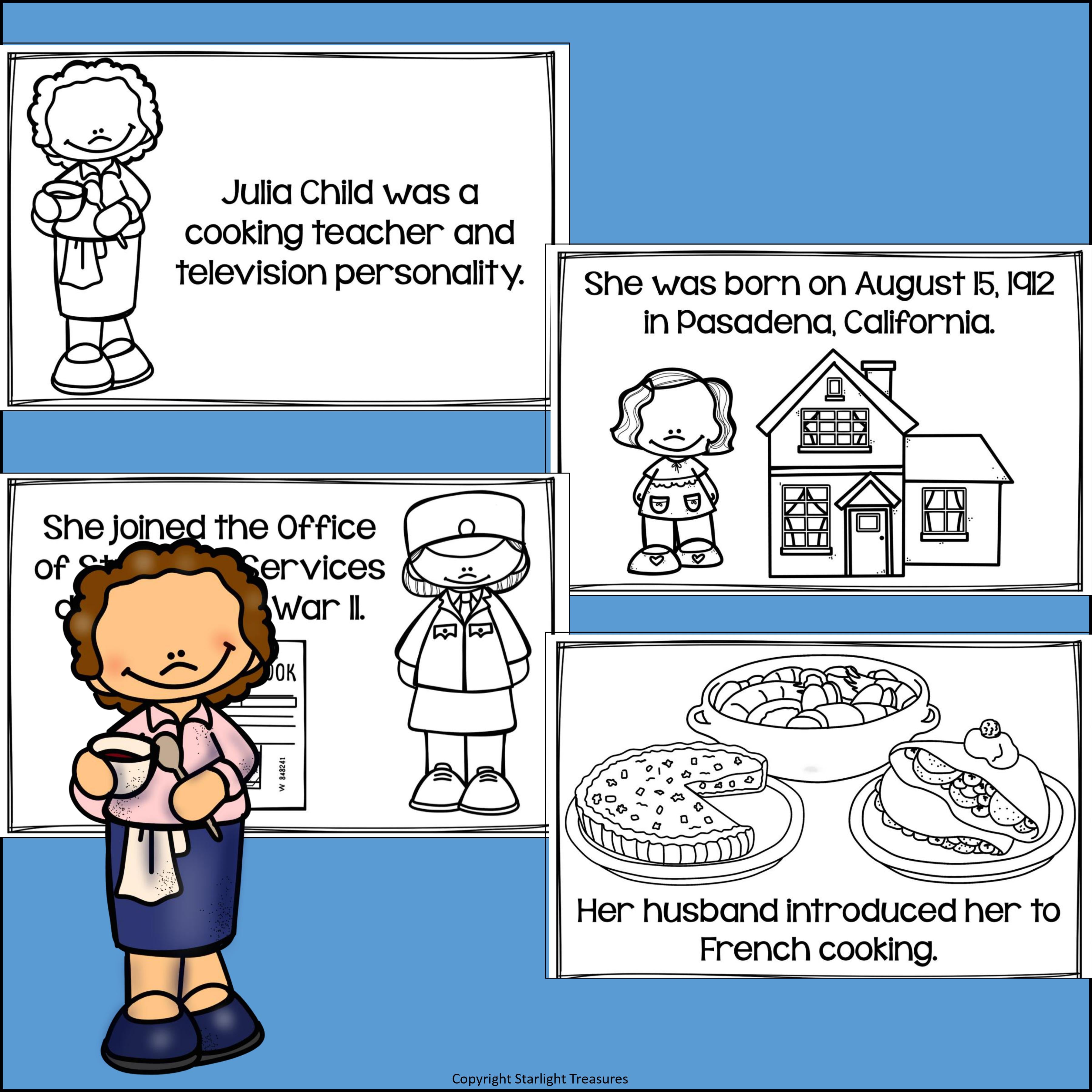 Julia Child Mini Book for Early Readers: Women's History Month