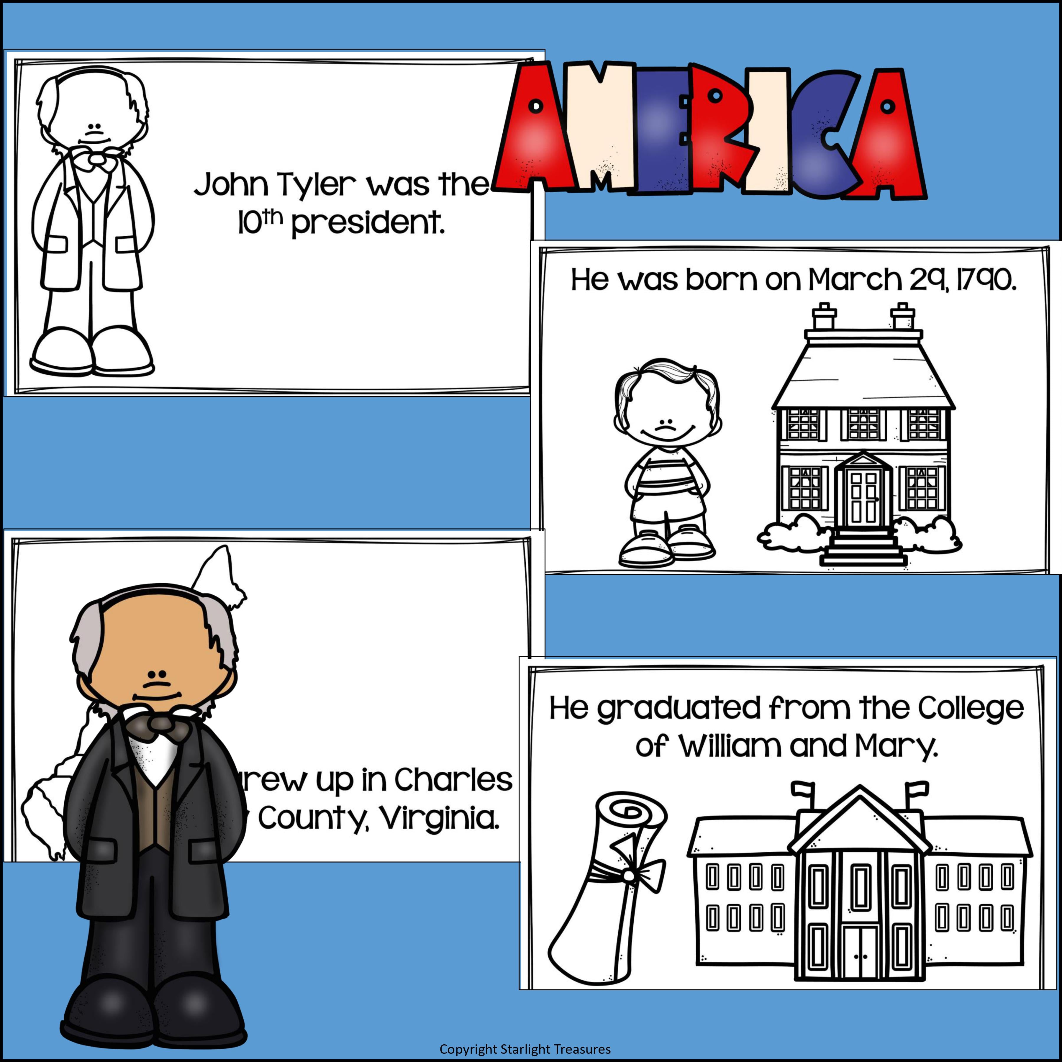 John Tyler Mini Book for Early Readers: Presidents' Day