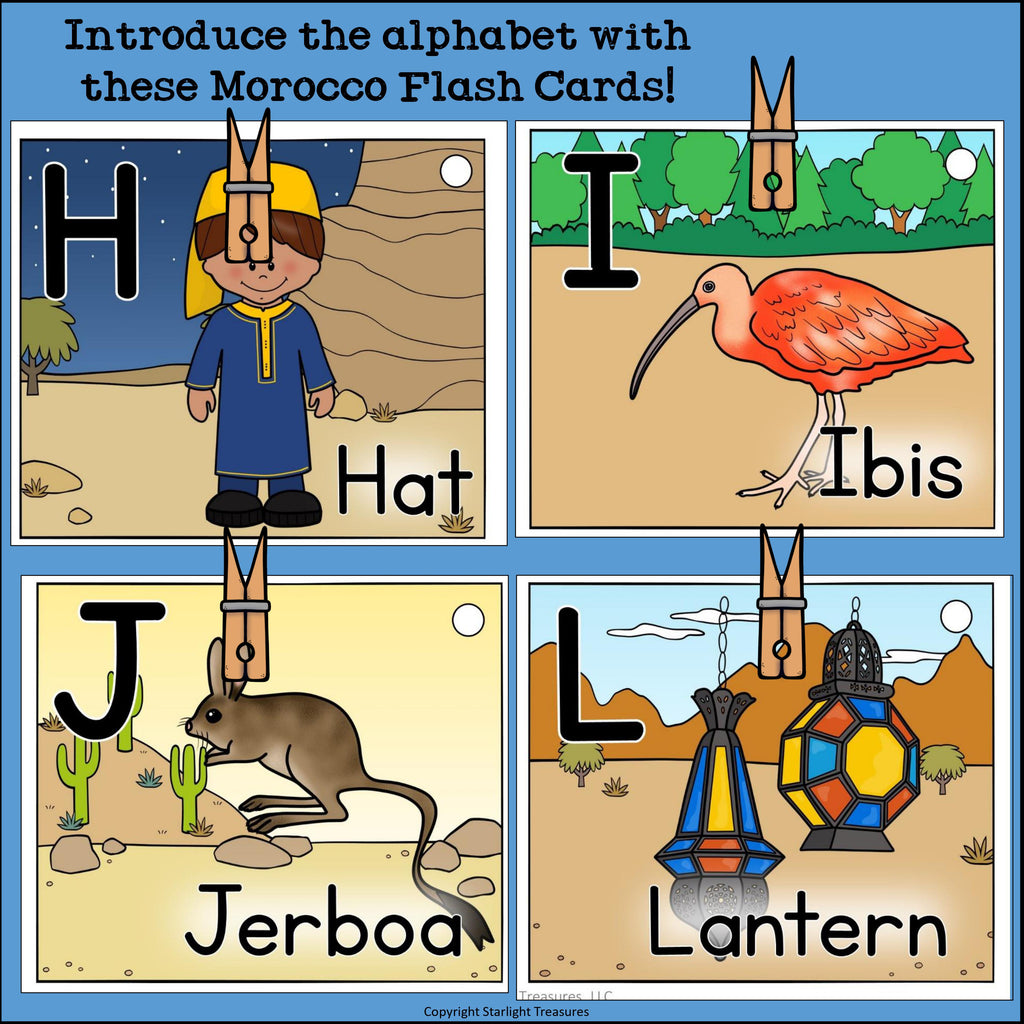 Alphabet Flash Cards for Early Readers - Country of Morocco