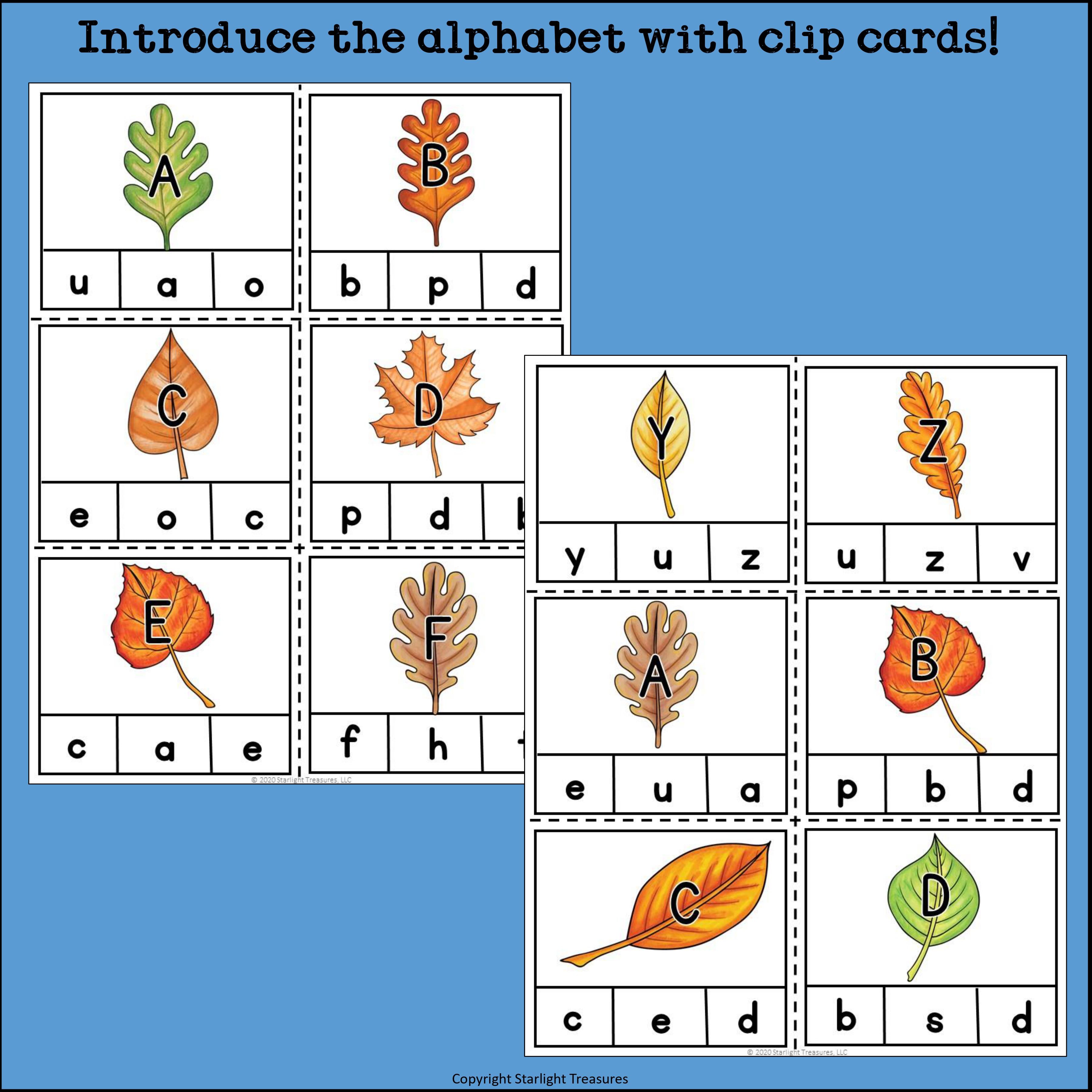 Fall Alphabet Clip Cards for Early Readers - Alphabet Clip Cards FREEBIE