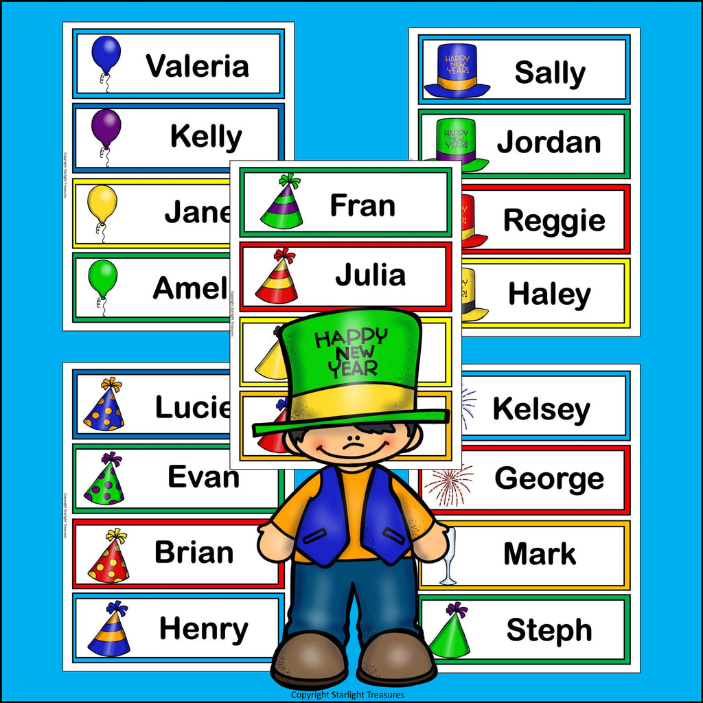 New Year's Day Name Tags - Editable