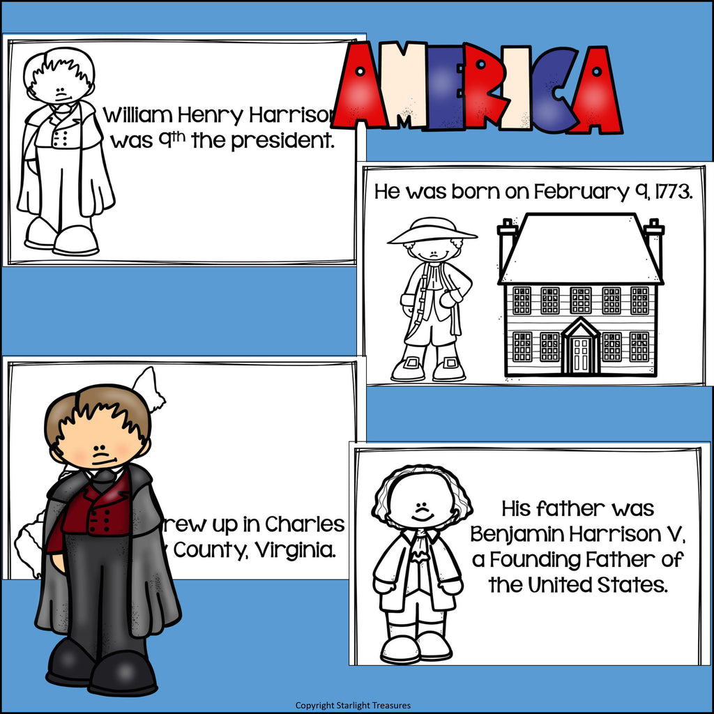 William Henry Harrison Mini Book for Early Readers: Presidents' Day