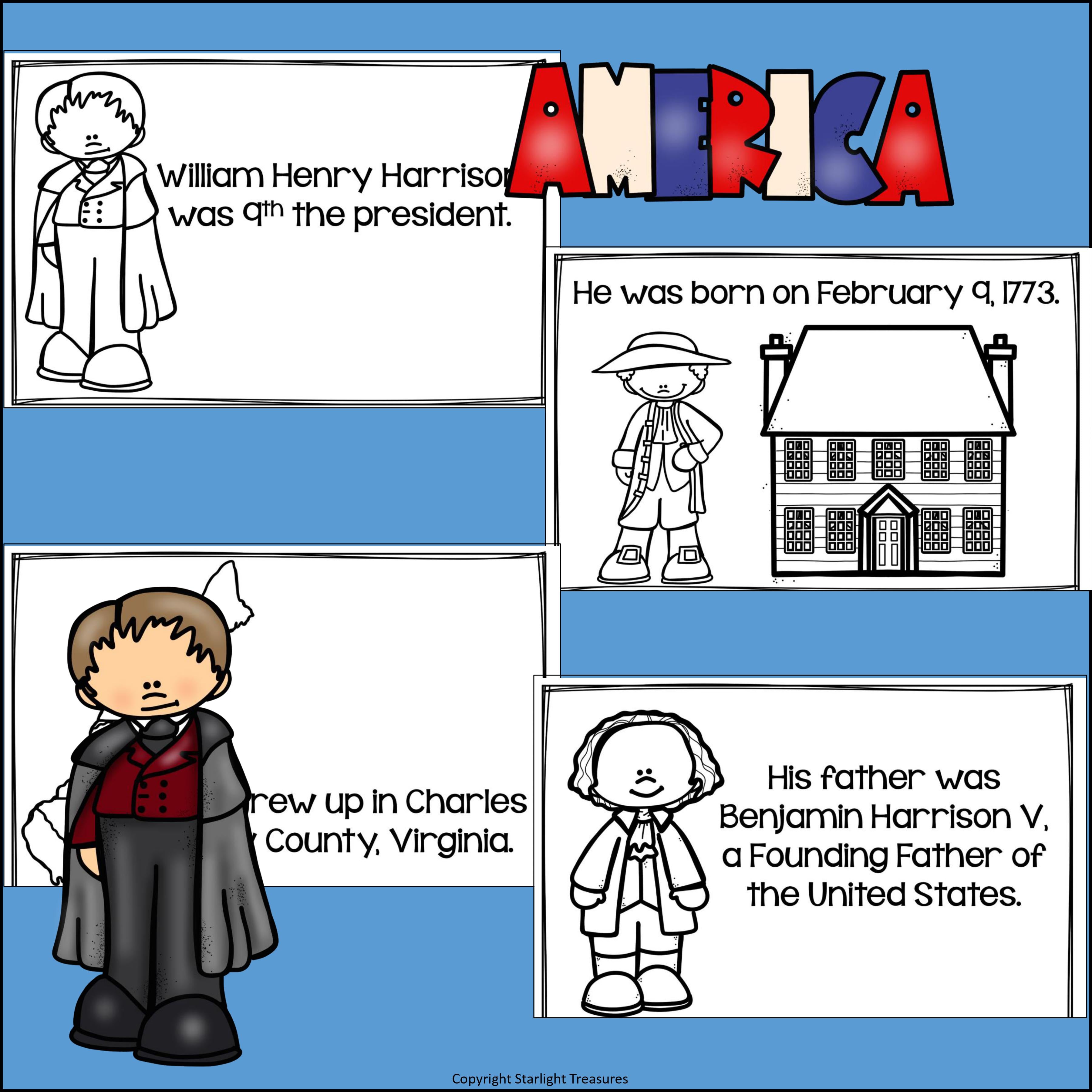William Henry Harrison Mini Book for Early Readers: Presidents' Day