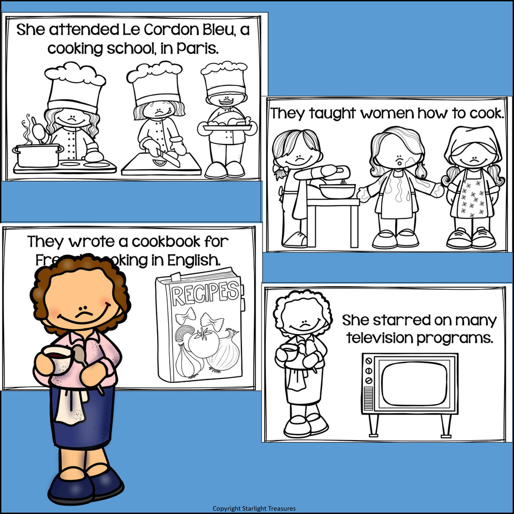 Julia Child Mini Book for Early Readers: Women's History Month