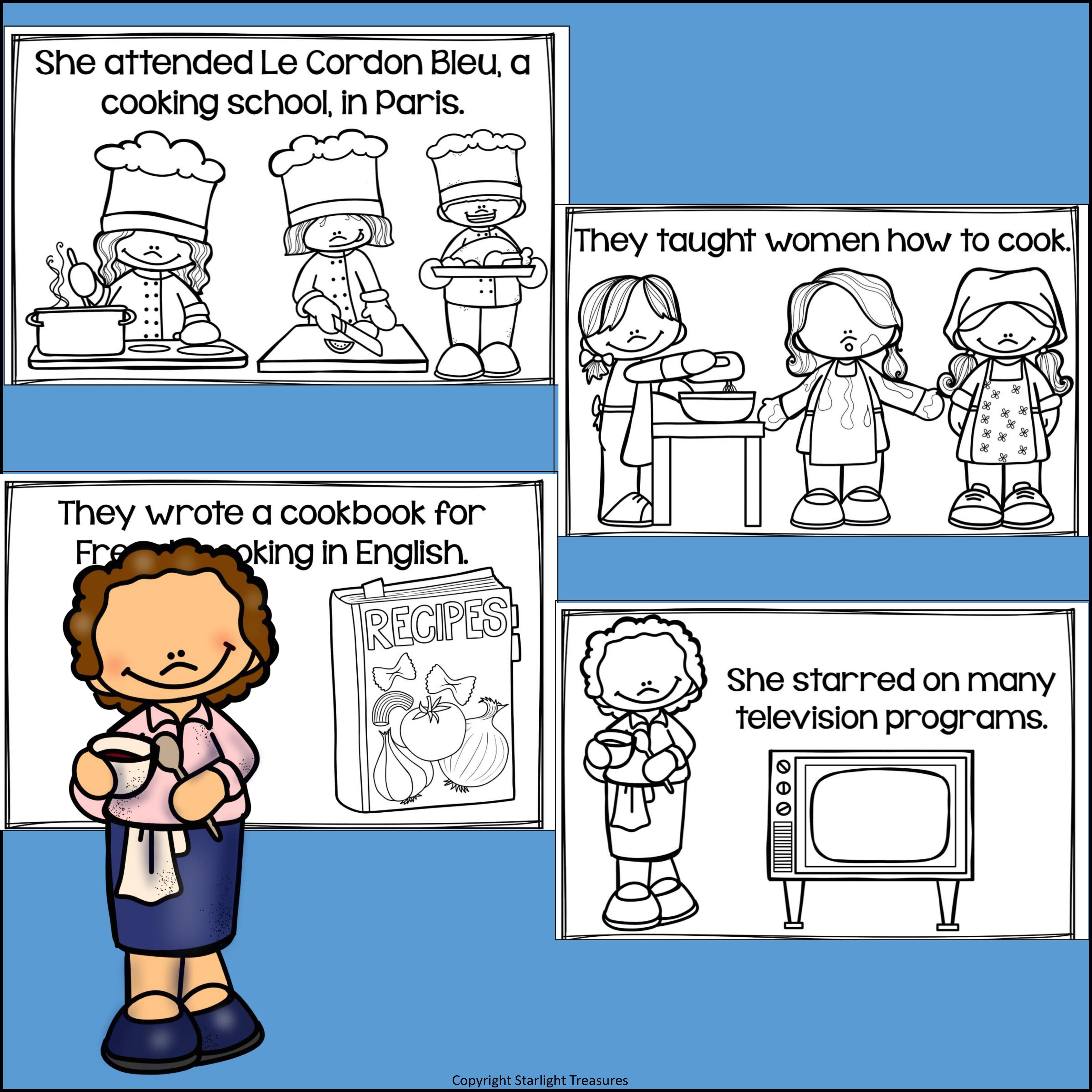 Julia Child Mini Book for Early Readers: Women's History Month