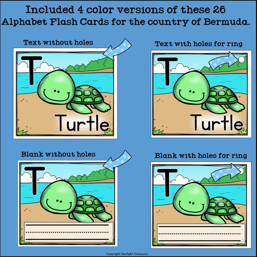 Alphabet Flash Cards for Early Readers - Country of Bermuda