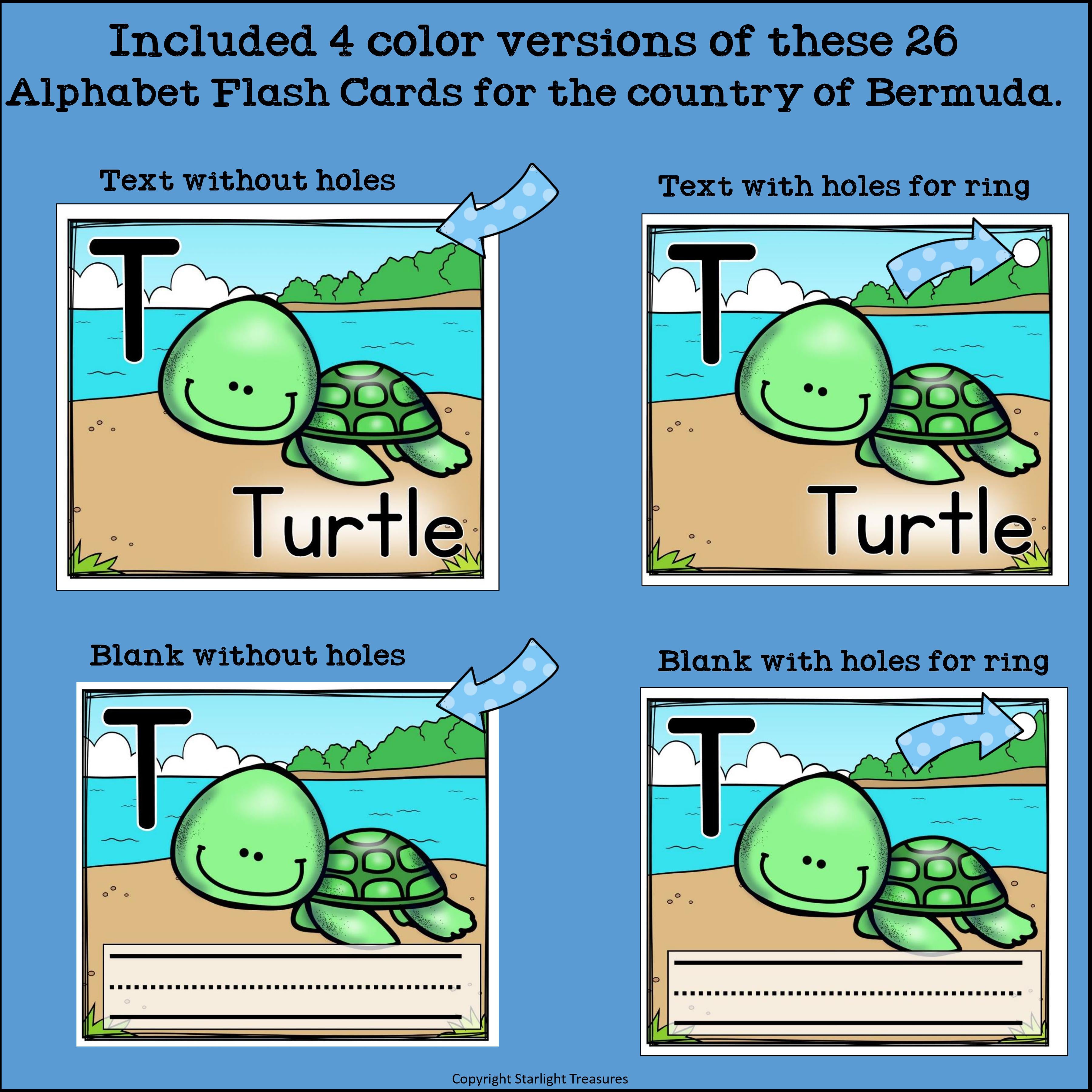 Alphabet Flash Cards for Early Readers - Country of Bermuda