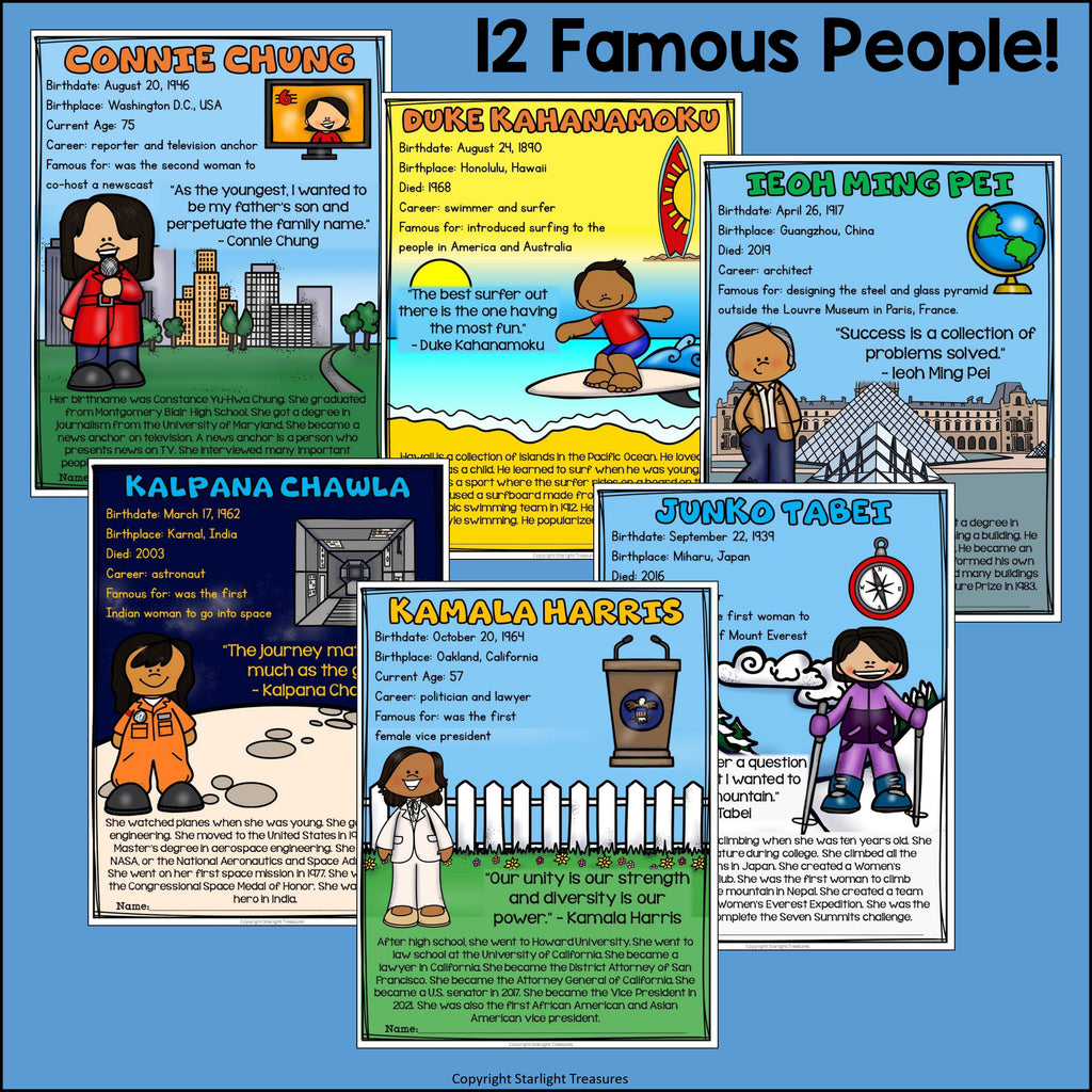 Asian American & Pacific Islander Heritage Month Fact Sheets for Early Readers