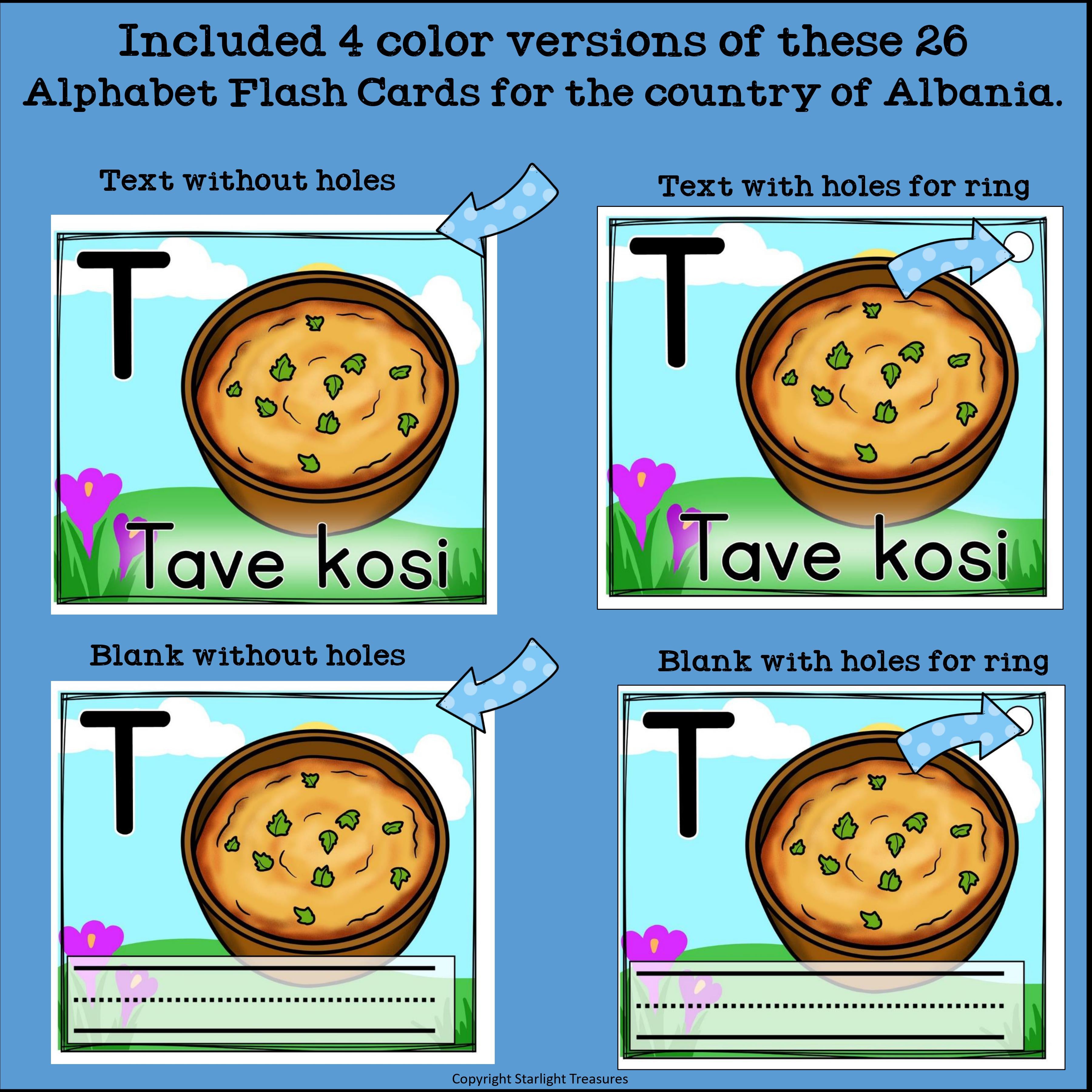 Alphabet Flash Cards for Early Readers - Country of Albania