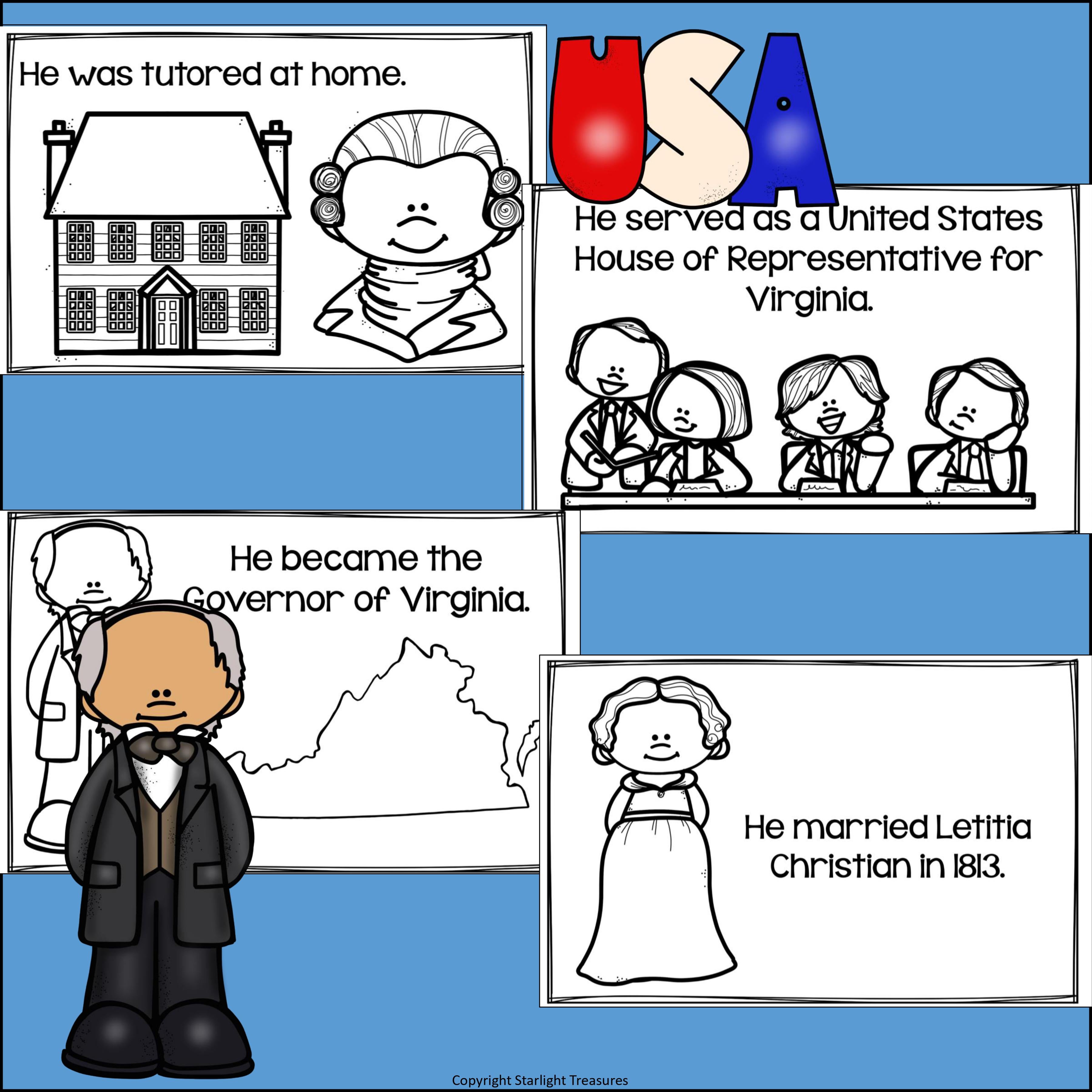 John Tyler Mini Book for Early Readers: Presidents' Day