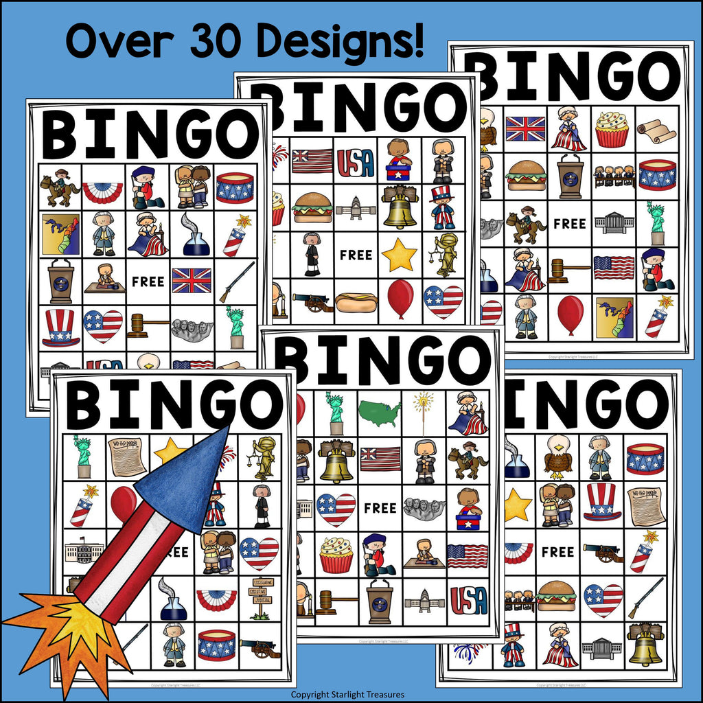 Independence Day Bingo Cards for Early Readers - July 4th, Independence FREEBIE