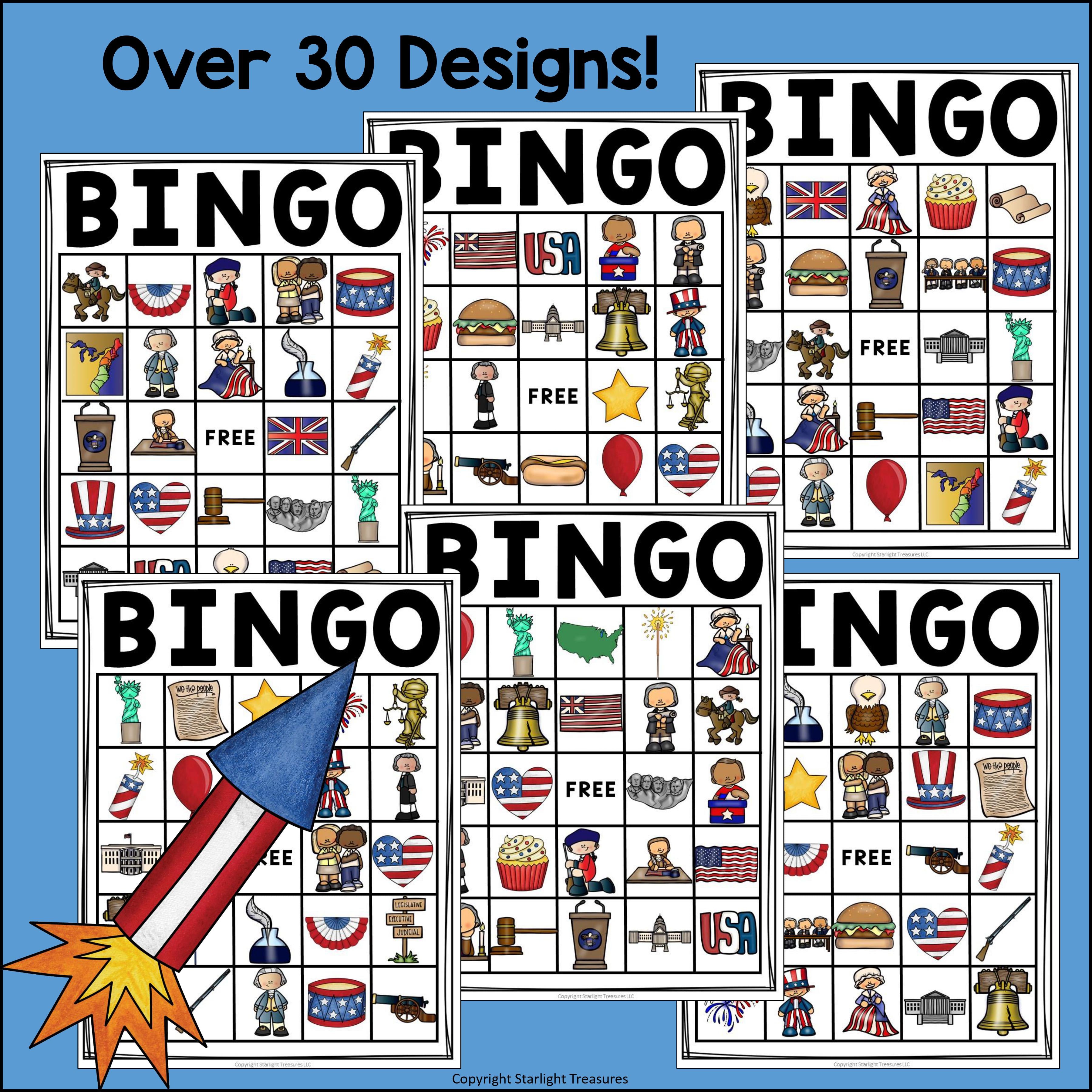 Independence Day Bingo Cards for Early Readers - July 4th, Independence FREEBIE