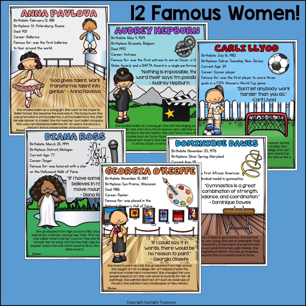 Women's History Month Fact Sheets for Early Readers #3