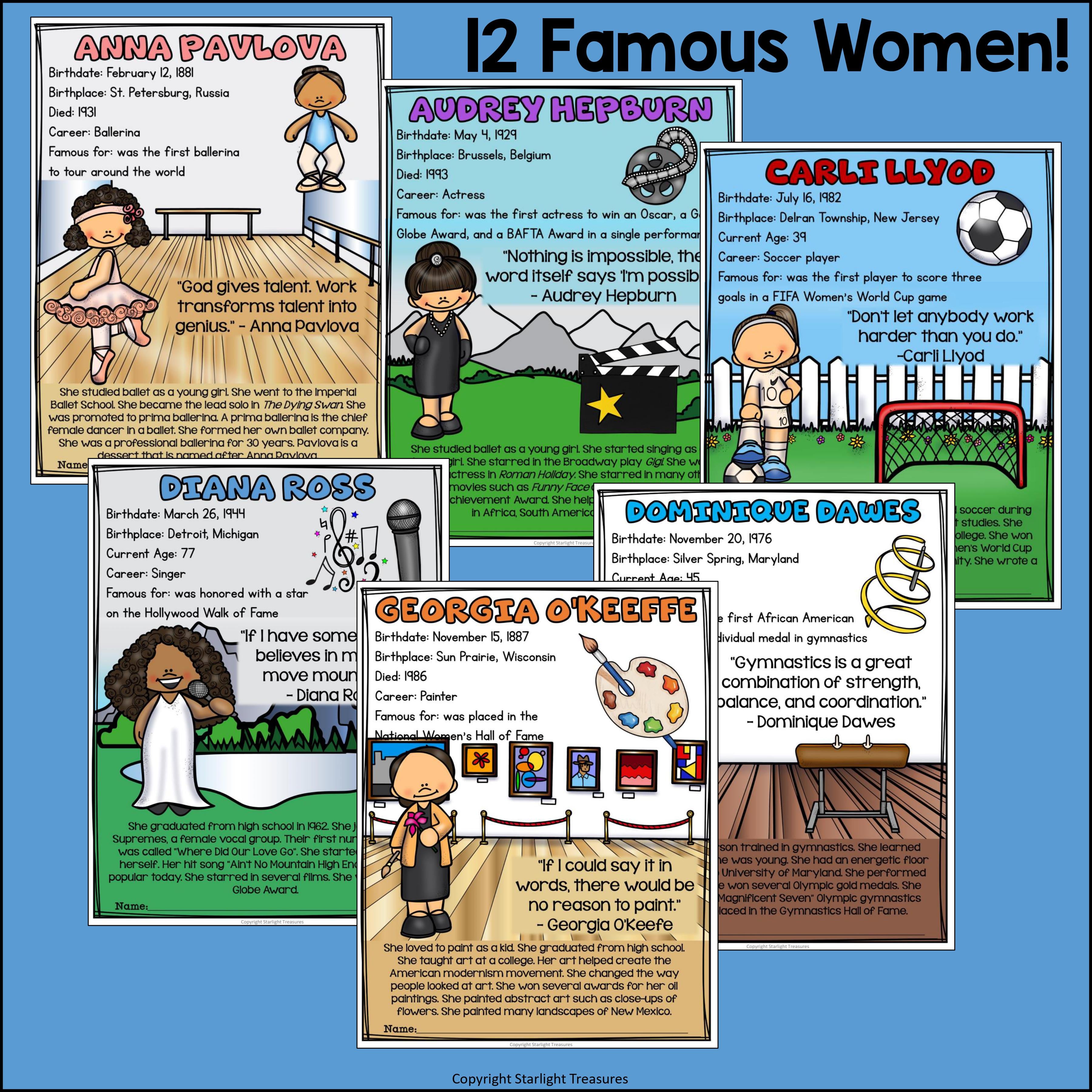 Women's History Month Fact Sheets for Early Readers #3