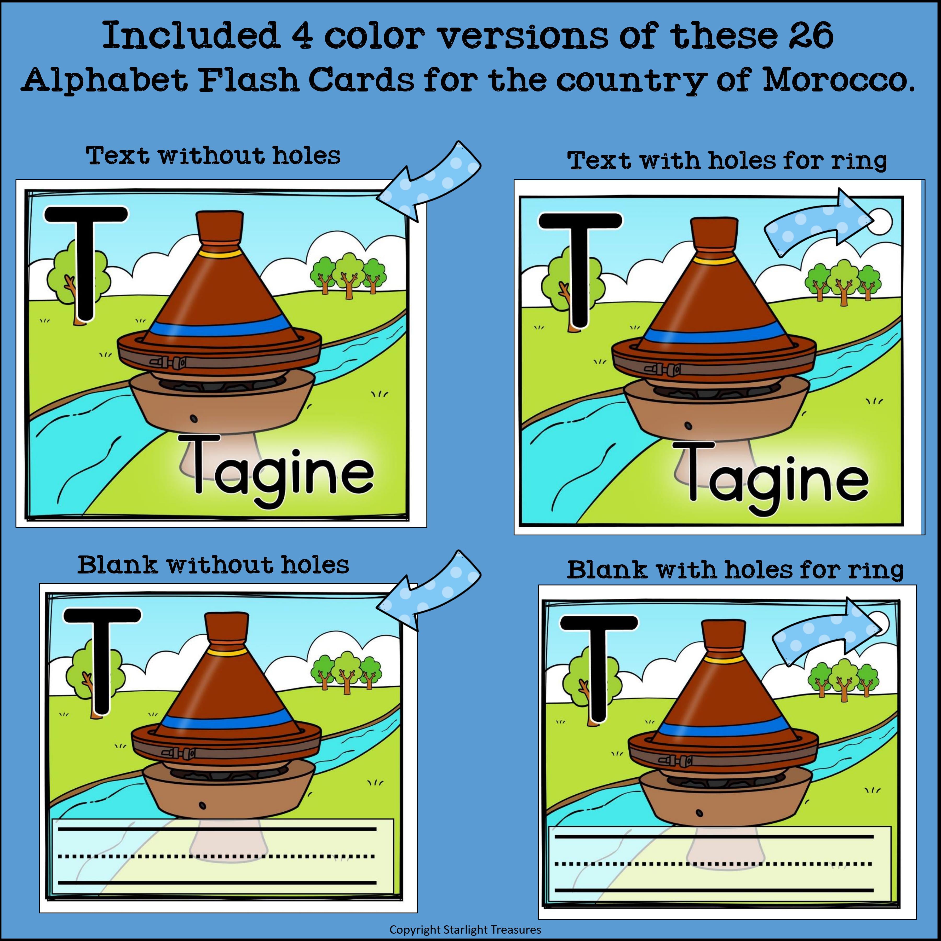 Alphabet Flash Cards for Early Readers - Country of Morocco