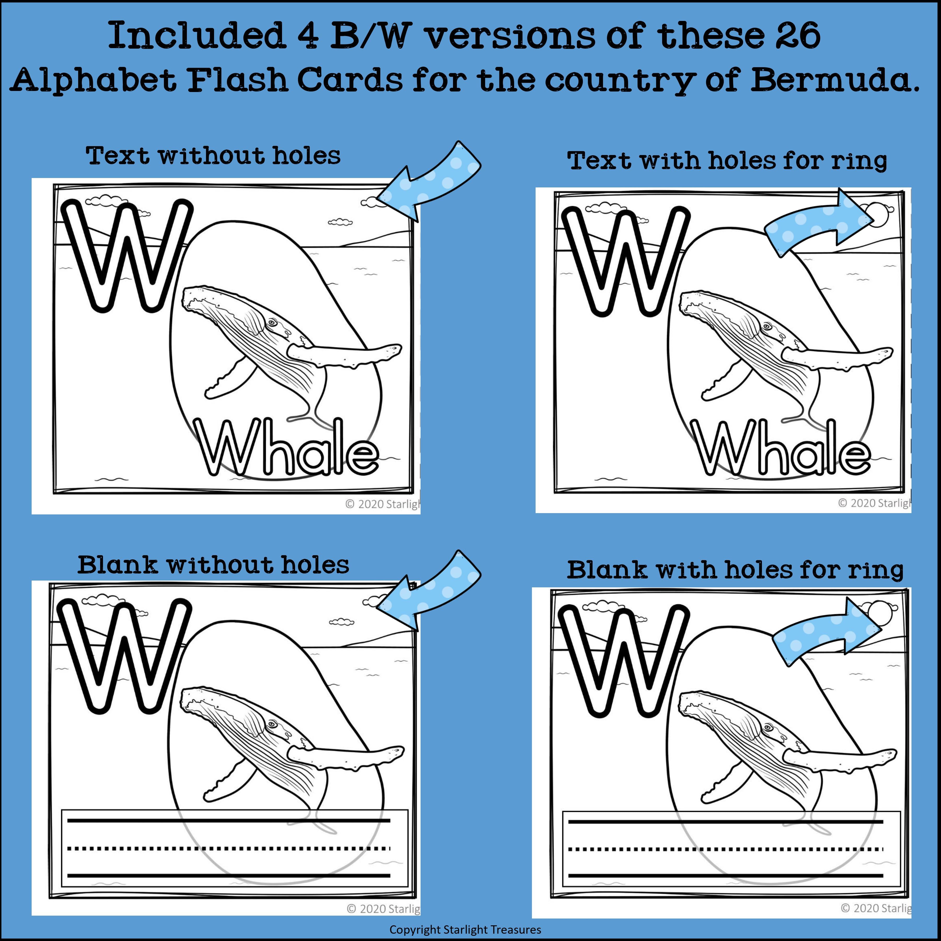 Alphabet Flash Cards for Early Readers - Country of Bermuda
