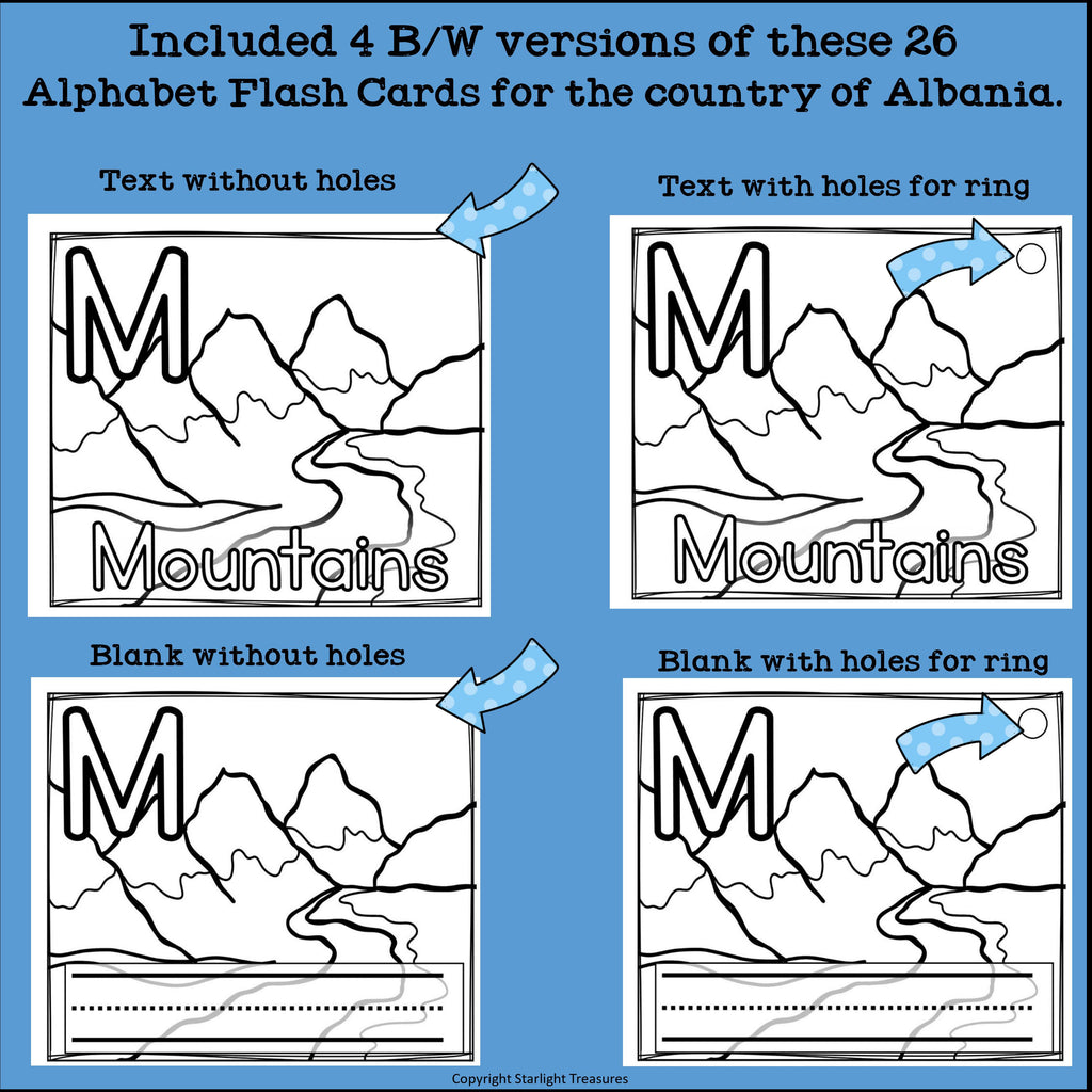 Alphabet Flash Cards for Early Readers - Country of Albania