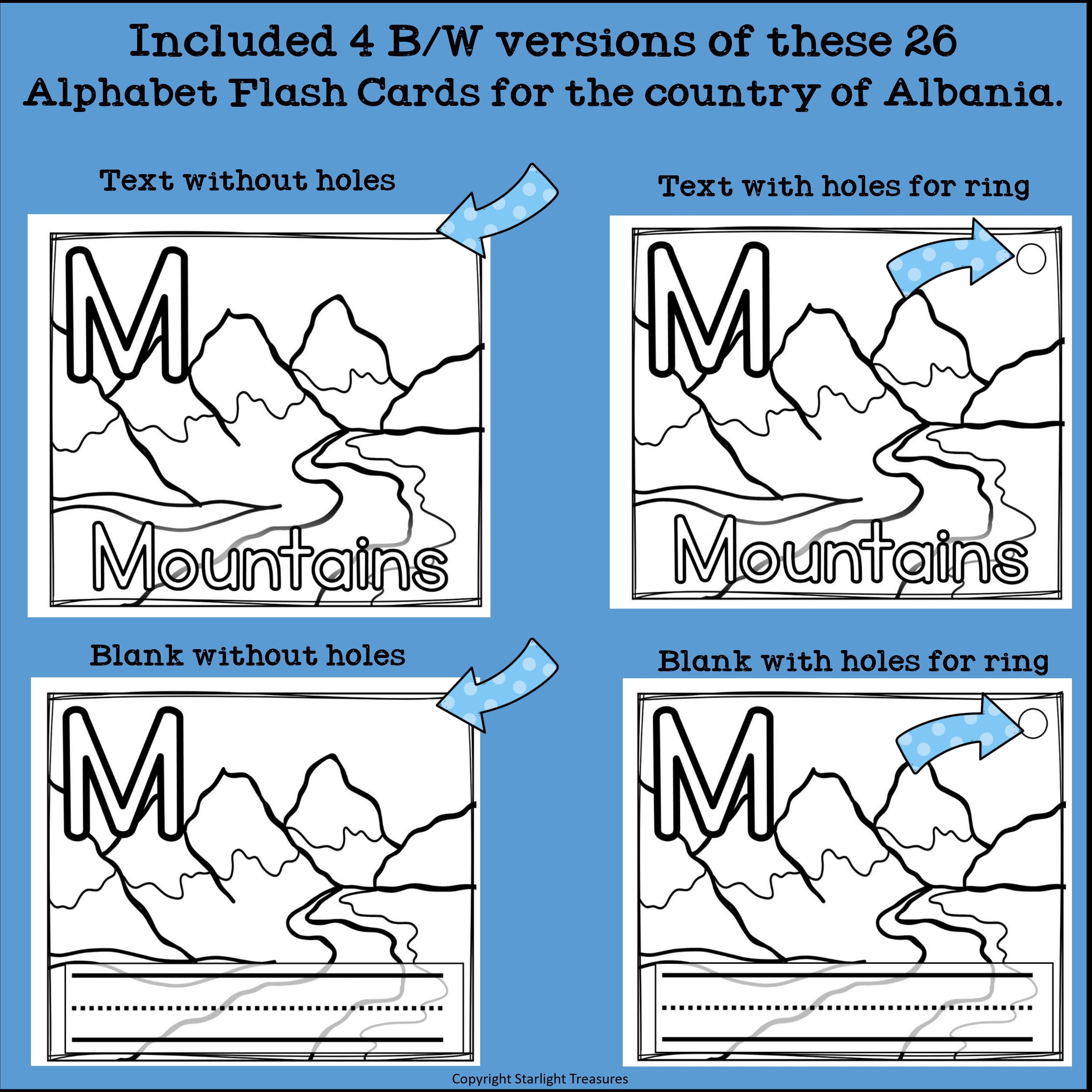 Alphabet Flash Cards for Early Readers - Country of Albania