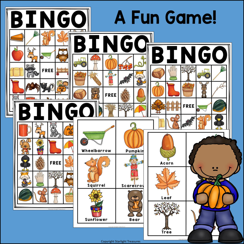 Fall Bingo Cards for Early Readers - Autumn Bingo FREEBIE