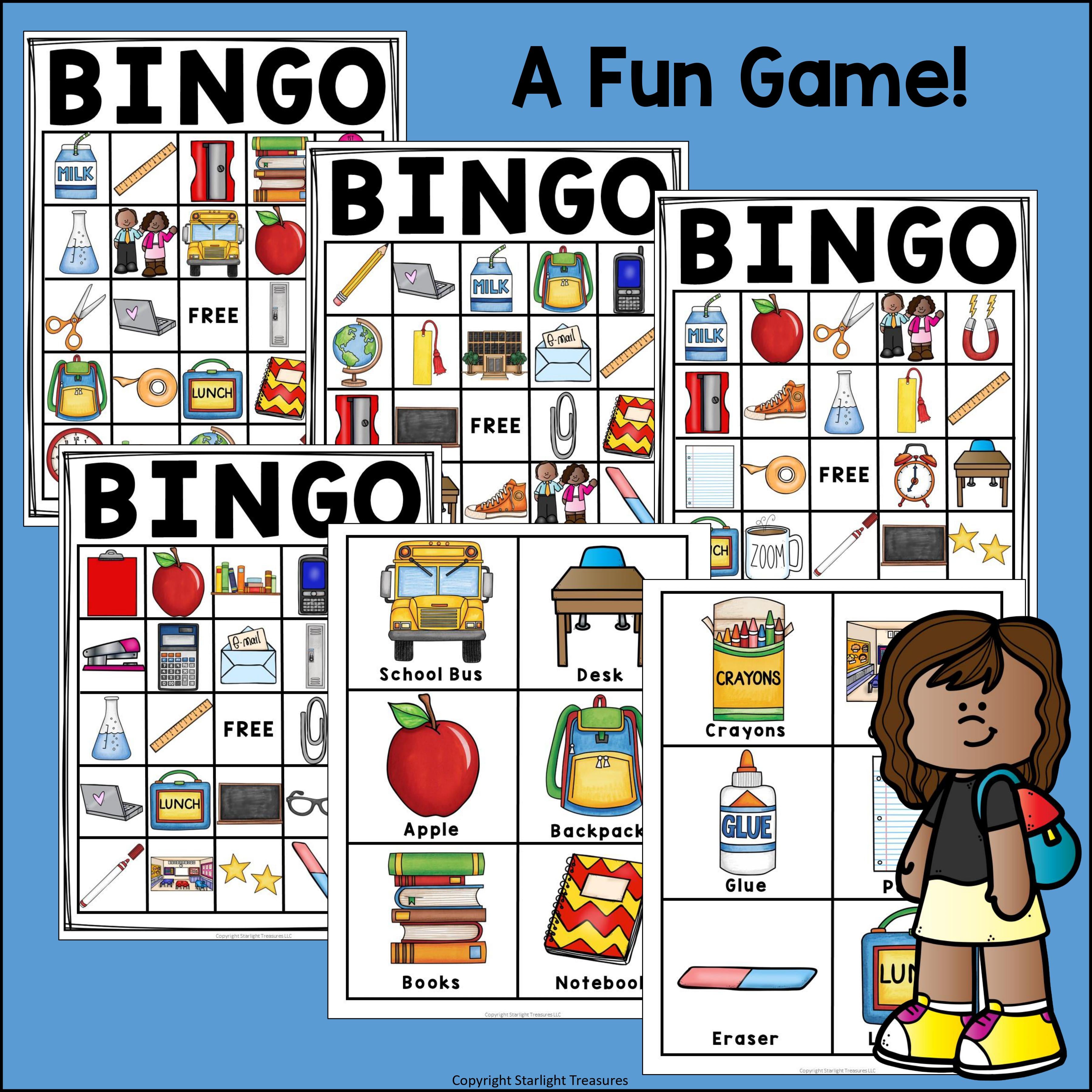 Back to School Bingo Cards for Early Readers - Back 2 School, School FREEBIE