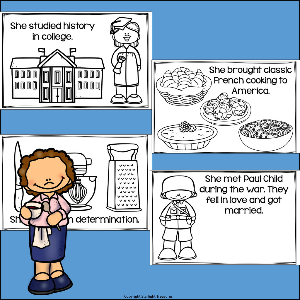 Julia Child Mini Book for Early Readers: Women's History Month