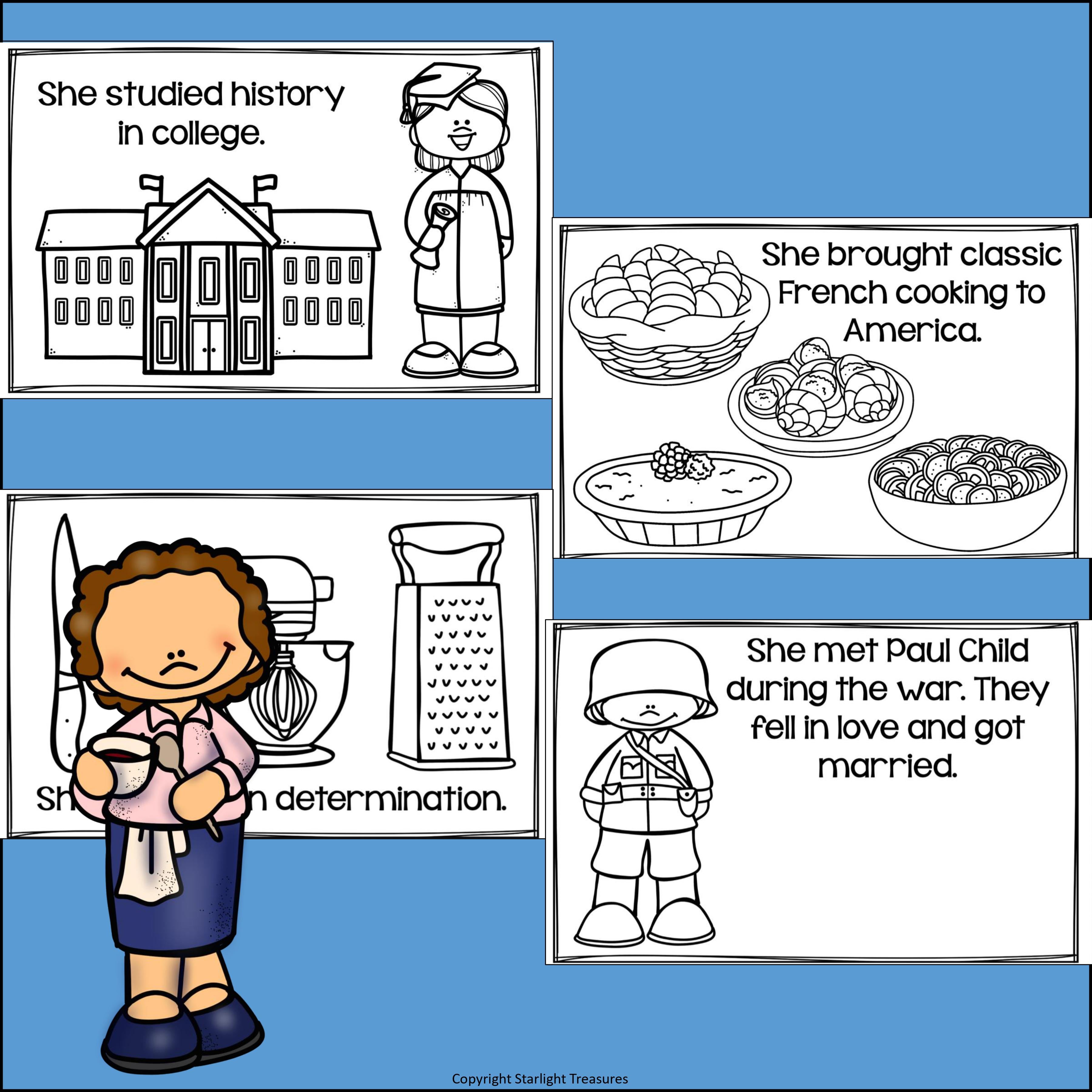 Julia Child Mini Book for Early Readers: Women's History Month