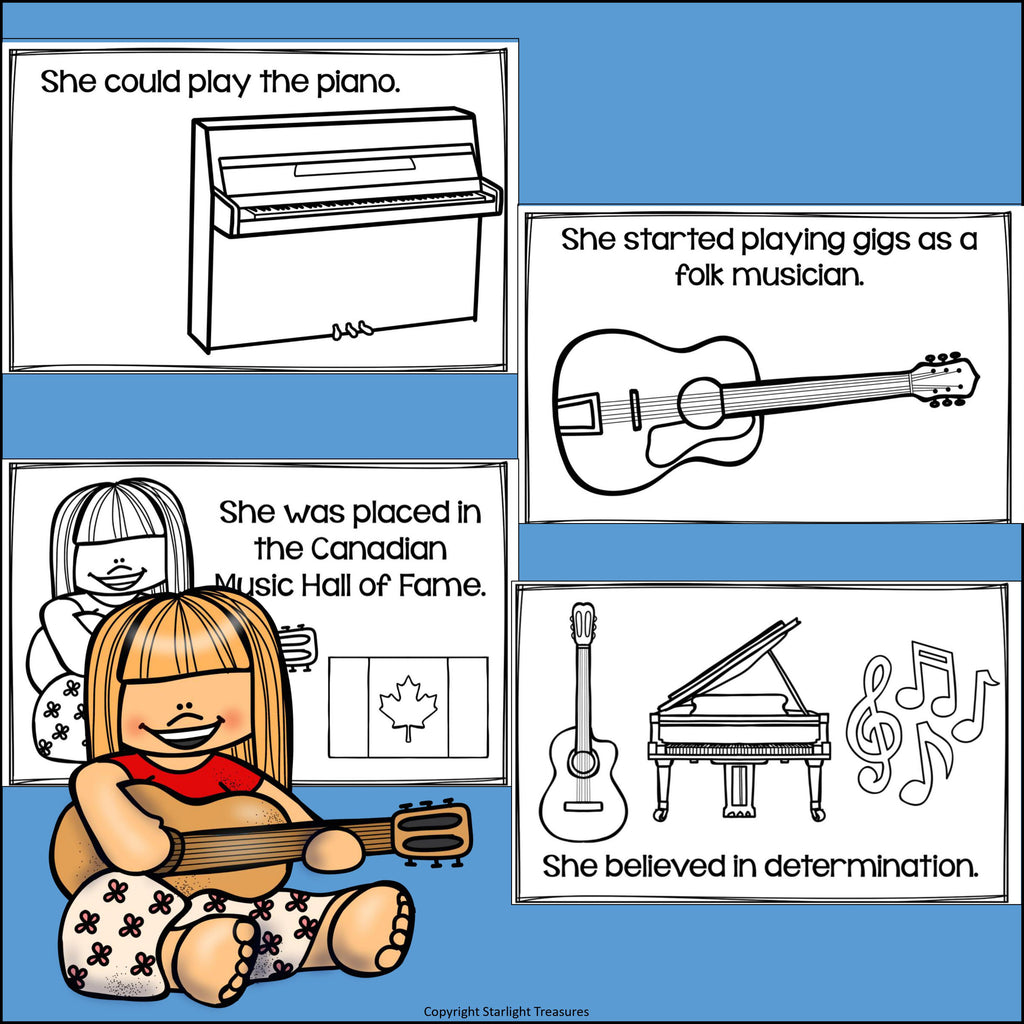 Joni Mitchell Mini Book for Early Readers: Women's History Month