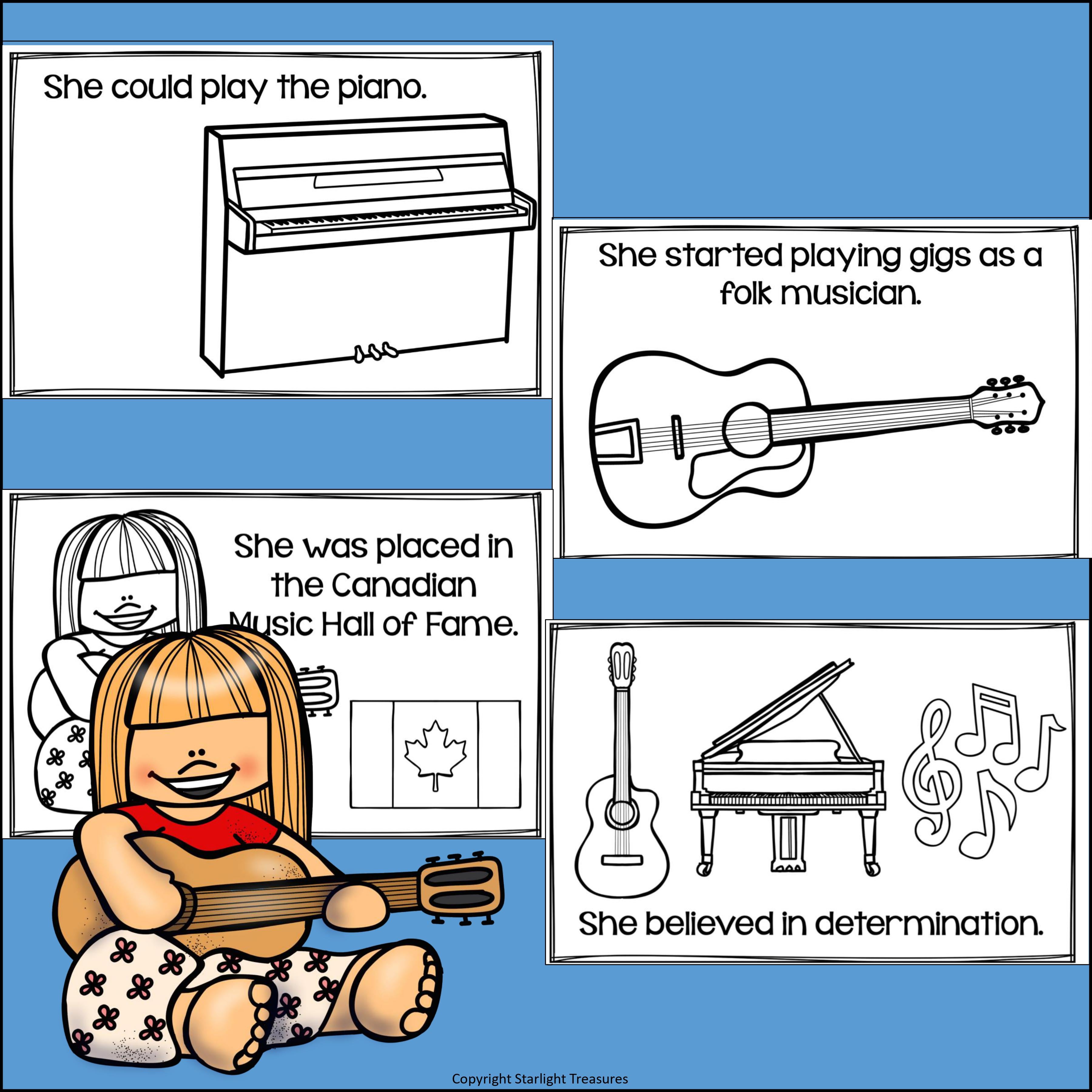 Joni Mitchell Mini Book for Early Readers: Women's History Month