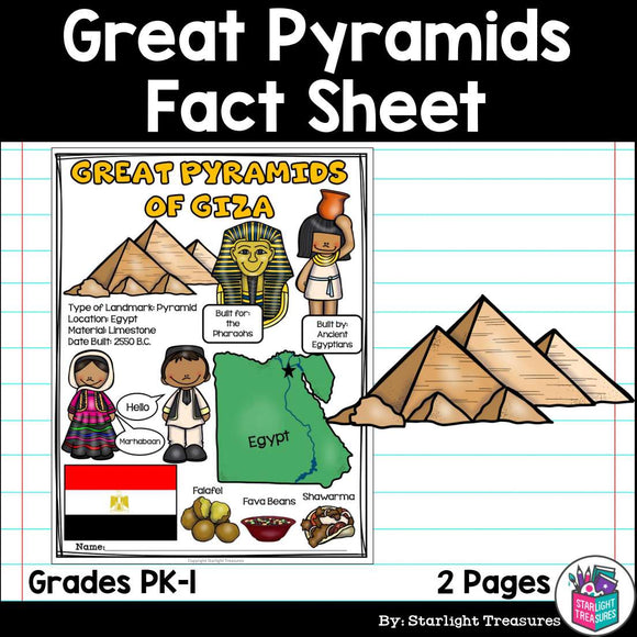 Great Pyramids of Giza Fact Sheet for Early Readers - World Landmarks