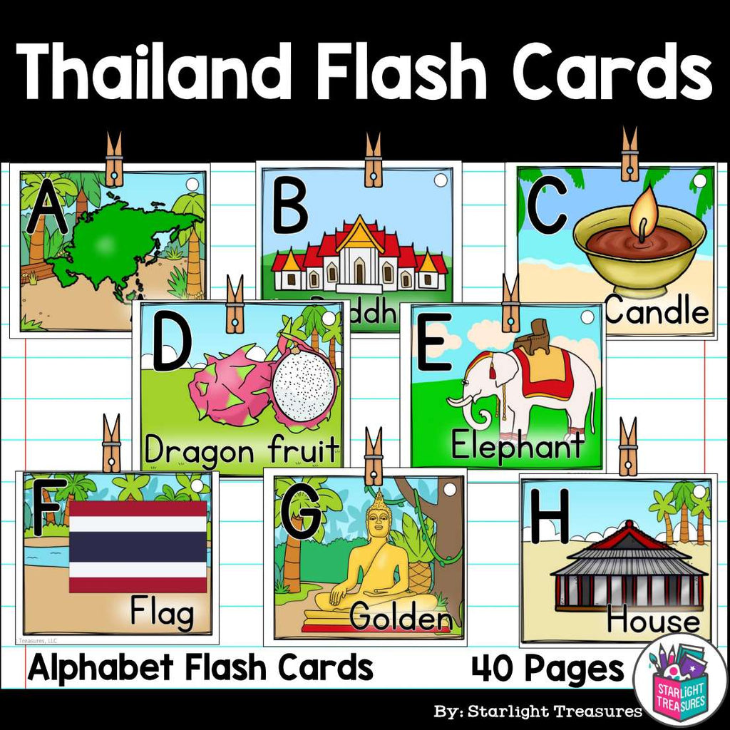 Alphabet Flash Cards for Early Readers - Country of Thailand