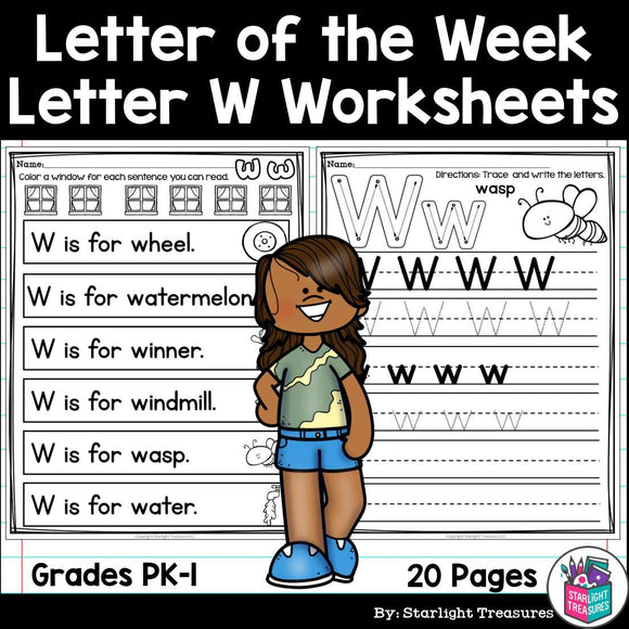 Alphabet Letter of the Week Worksheets for Early Readers - Letter W