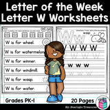 Alphabet Letter of the Week Worksheets for Early Readers - Letter W
