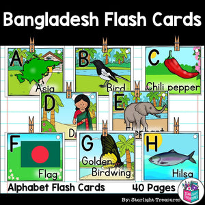 Alphabet Flash Cards for Early Readers - Country of Bangladesh
